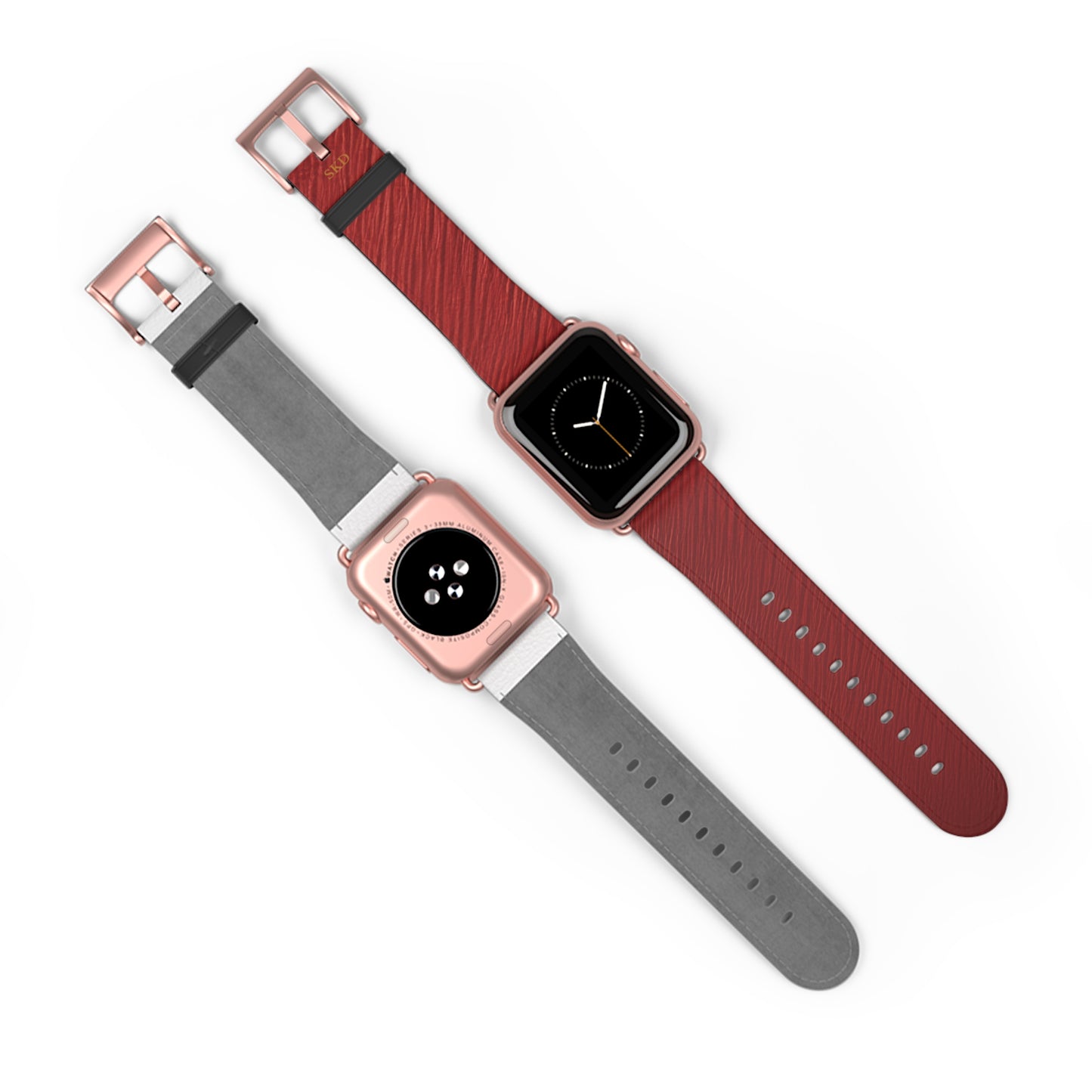 Crimson Reverie | RoHS, REACH & Intertek Certified Dark Red Luxe Apple Watch Strap | Designer Faux Leather, Stainless Steel, All Series Compatible