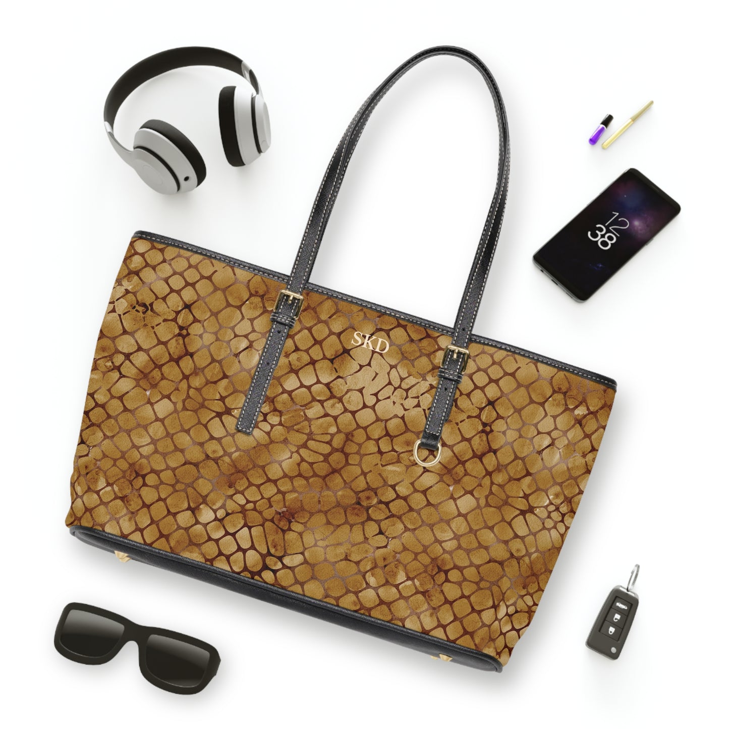 Core Collection: Amber Venom | Amber Brown Faux Snake Shoulder Bag | Warm Exotic Luxury for Bold Style