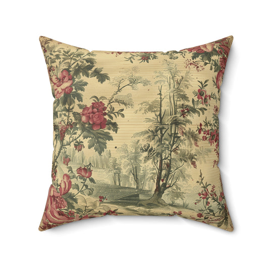 Vintage Roses Custom Spun Polyester Square Pillow – Stylish Double-Sided Home Décor Accent for a Personalized Touch