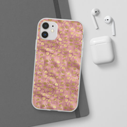 Collector's Vault: Blush Horizon | Soft, Pastel Pink & Gold iPhone Case | Shock-Absorbing TPU Protective Cover, Slim & Wireless Charging Compatible, All iPhone Sizes