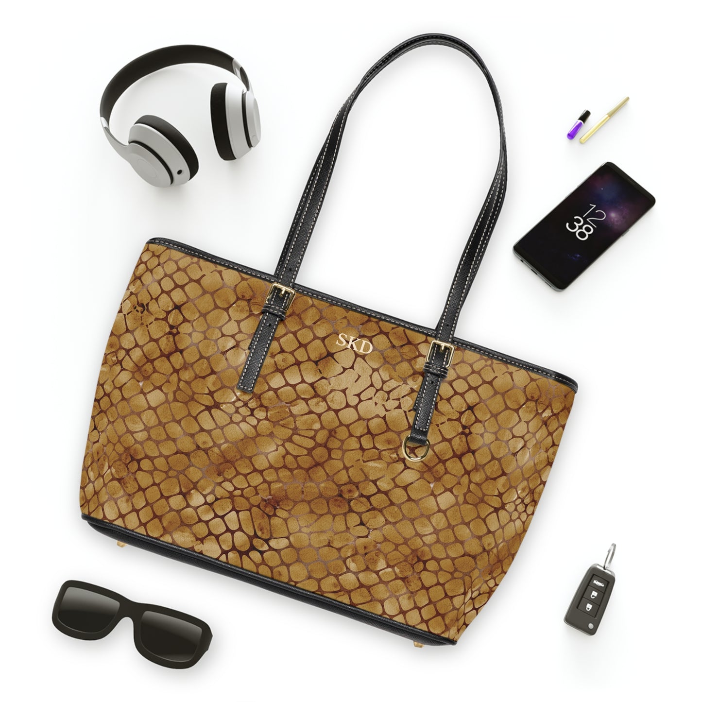 Core Collection: Amber Venom | Amber Brown Faux Snake Shoulder Bag | Warm Exotic Luxury for Bold Style