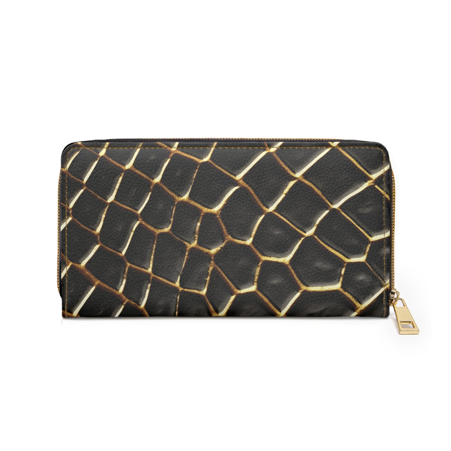 LIMITED EDITION: Obsidian Venom | Glossy Black & Gold Snake Pattern Zipper Wallet | Bold Statement of Luxe Confidence