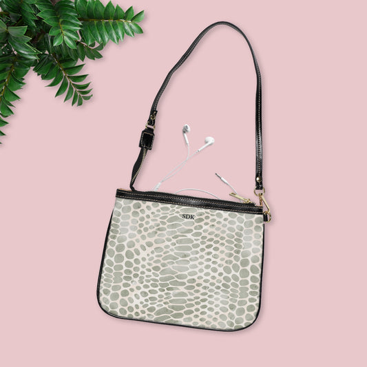 Core Collection: Pale Venom |  Soft Taupe Faux Snake Small Shoulder Bag | Subtle Exotic Edge for Discerning Taste