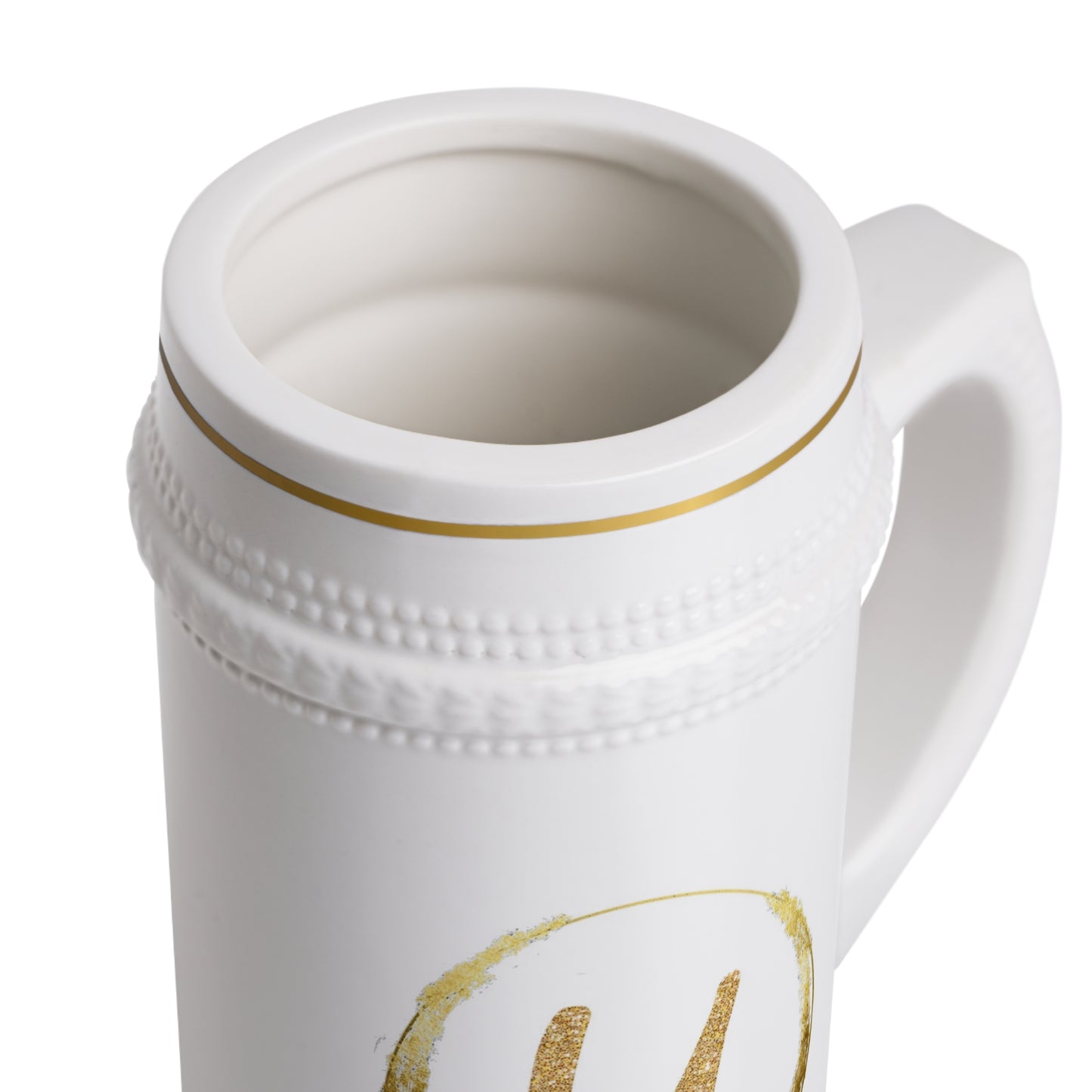 Letter U - Personalized Beer Stein Mug – Custom Initial Ceramic Stein with Gold Accents | Perfect Gift for Beer Lovers