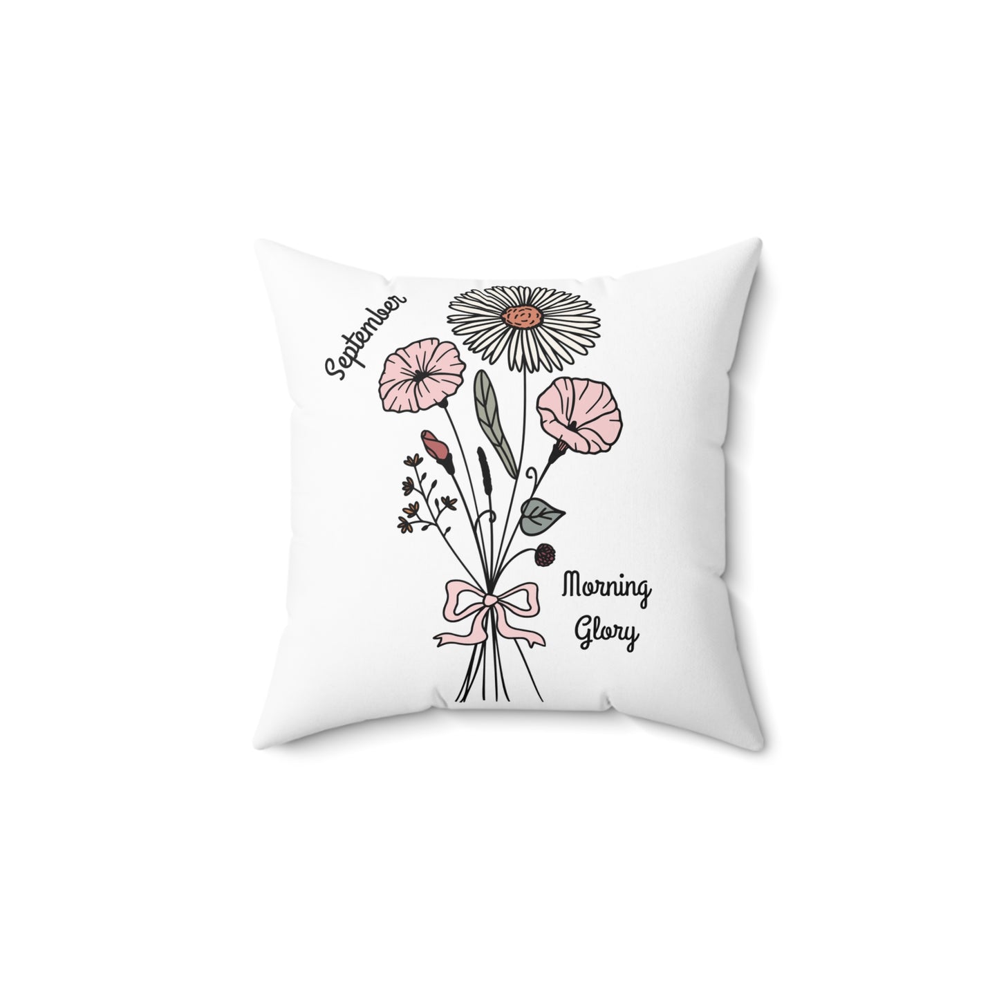 September Morning Glory Birth Flower - Custom Spun Polyester Square Pillow – Stylish Double-Sided Home Décor Accent for a Personalized Touch