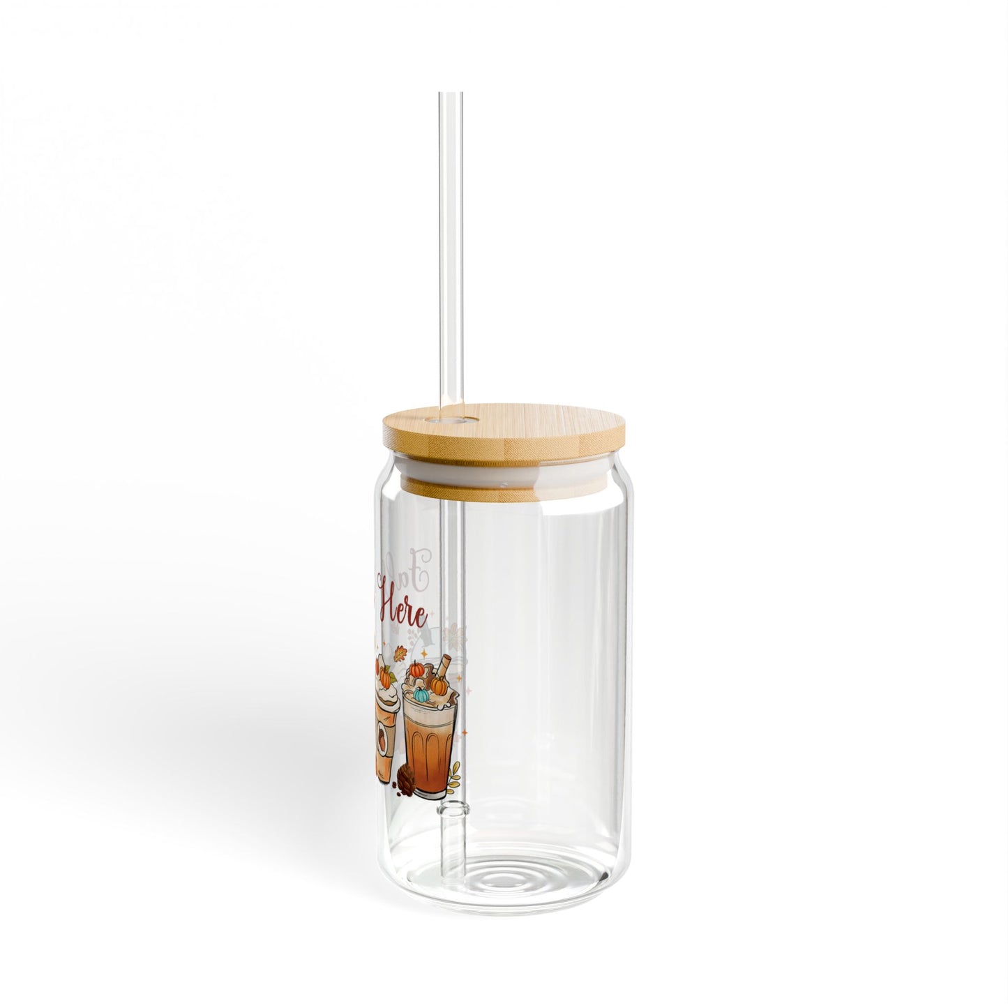 'Fall Is Here' | 16oz Custom Sipper Glass with Bamboo Lid & Straw – Perfect for Sweet Treats and Family Parties