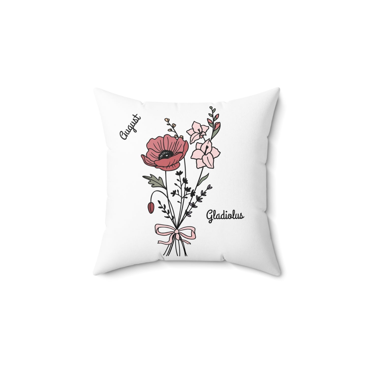 August Gladiolus Birth Flower - Custom Spun Polyester Square Pillow – Stylish Double-Sided Home Décor Accent for a Personalized Touch