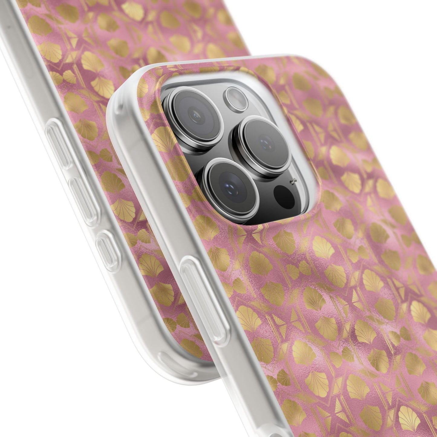 Collector's Vault: Blush Horizon | Soft, Pastel Pink & Gold iPhone Case | Shock-Absorbing TPU Protective Cover, Slim & Wireless Charging Compatible, All iPhone Sizes