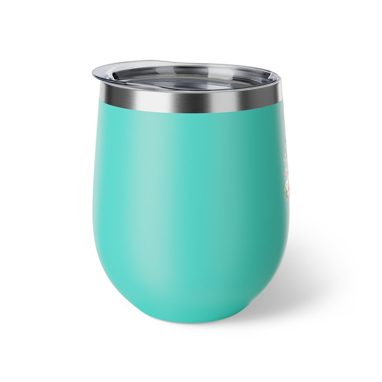 Letter A - Personalized Whimsical Butterfly Over Turquoise Copper Vacuum Insulated Cup, 12 oz – Perfect for Weddings