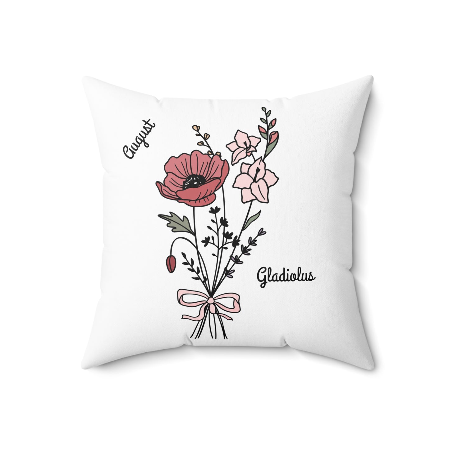 August Gladiolus Birth Flower - Custom Spun Polyester Square Pillow – Stylish Double-Sided Home Décor Accent for a Personalized Touch