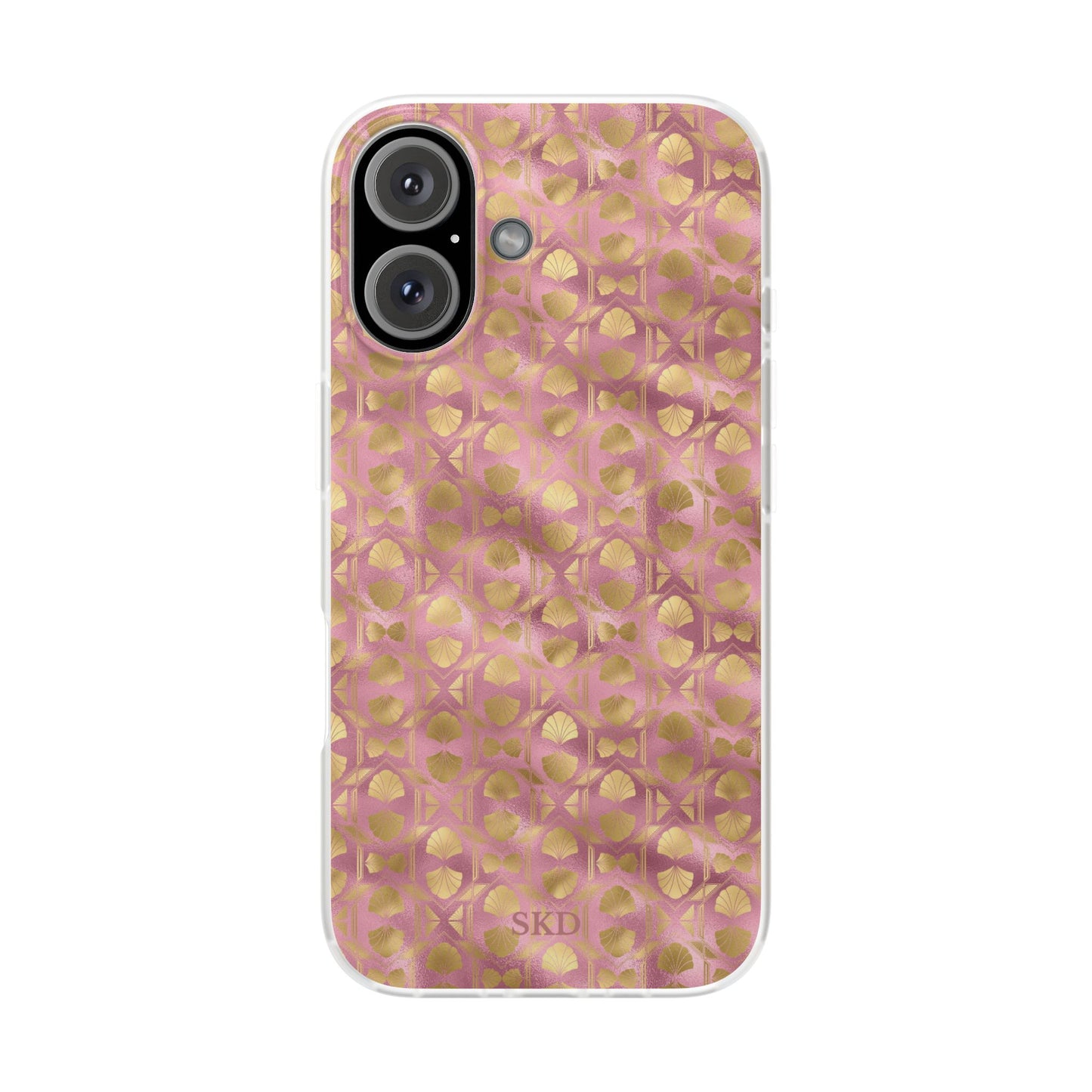 Collector's Vault: Blush Horizon | Soft, Pastel Pink & Gold iPhone Case | Shock-Absorbing TPU Protective Cover, Slim & Wireless Charging Compatible, All iPhone Sizes