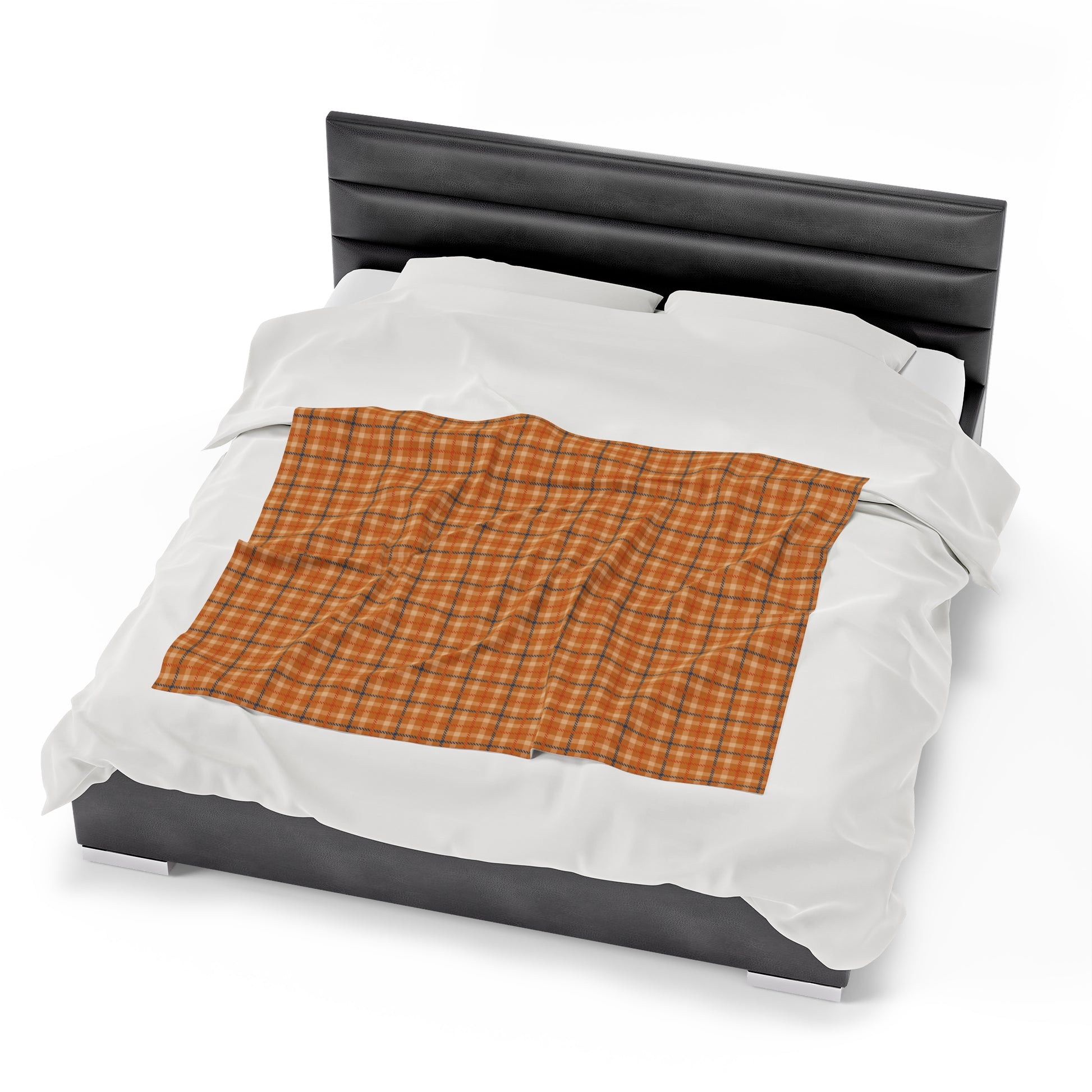 Custom Orange Brown Plush Velveteen Plaid Blanket – Cozy, Soft, and Perfect for Personalized Gifts | 50x60 - Signature Keepsake Designs
