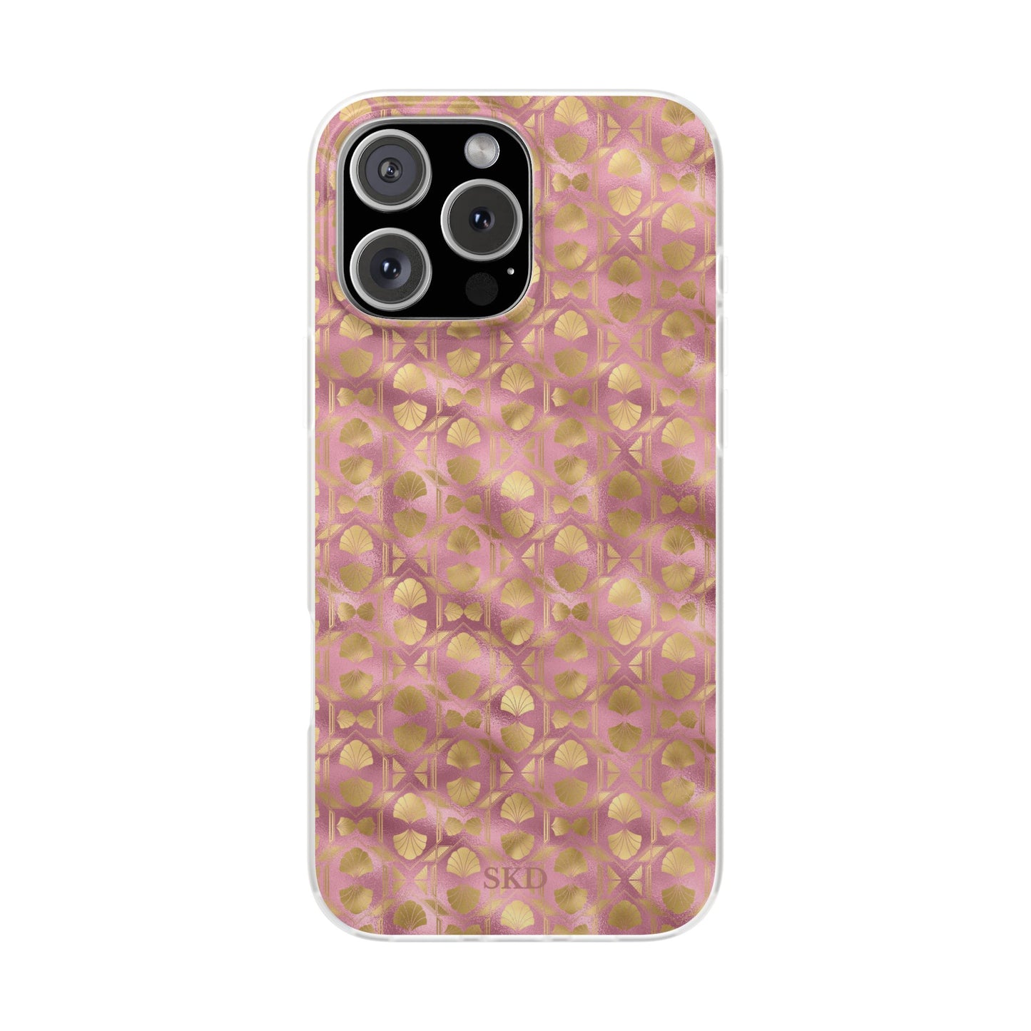 Collector's Vault: Blush Horizon | Soft, Pastel Pink & Gold iPhone Case | Shock-Absorbing TPU Protective Cover, Slim & Wireless Charging Compatible, All iPhone Sizes