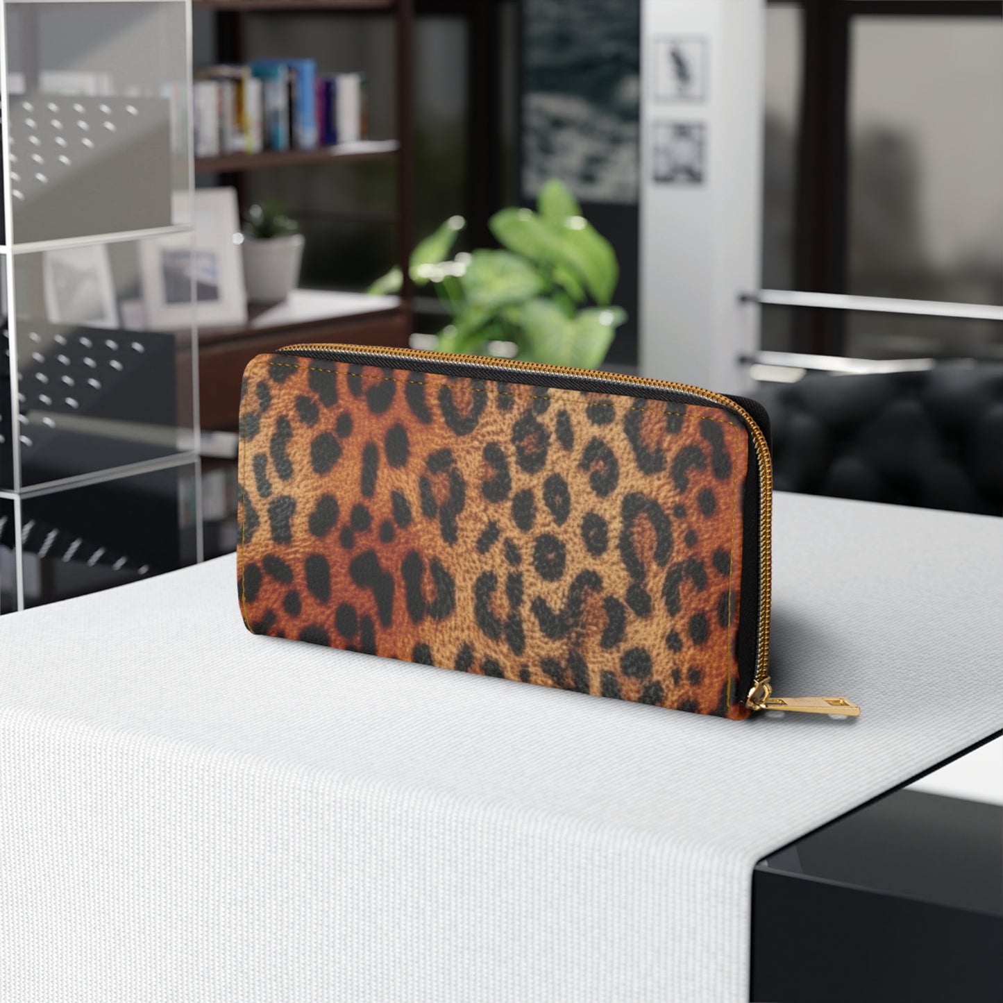 Elysian Safari | Leopard Faux Leather Zipper Wallet | Gilded Edge for the Modern Muse