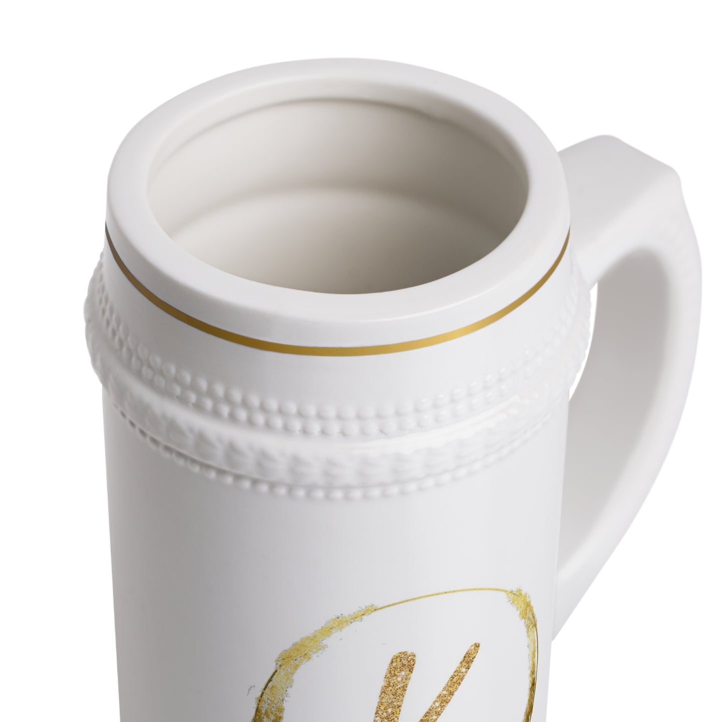Letter K - Personalized Beer Stein Mug – Custom Initial Ceramic Stein with Gold Accents | Perfect Gift for Beer Lovers