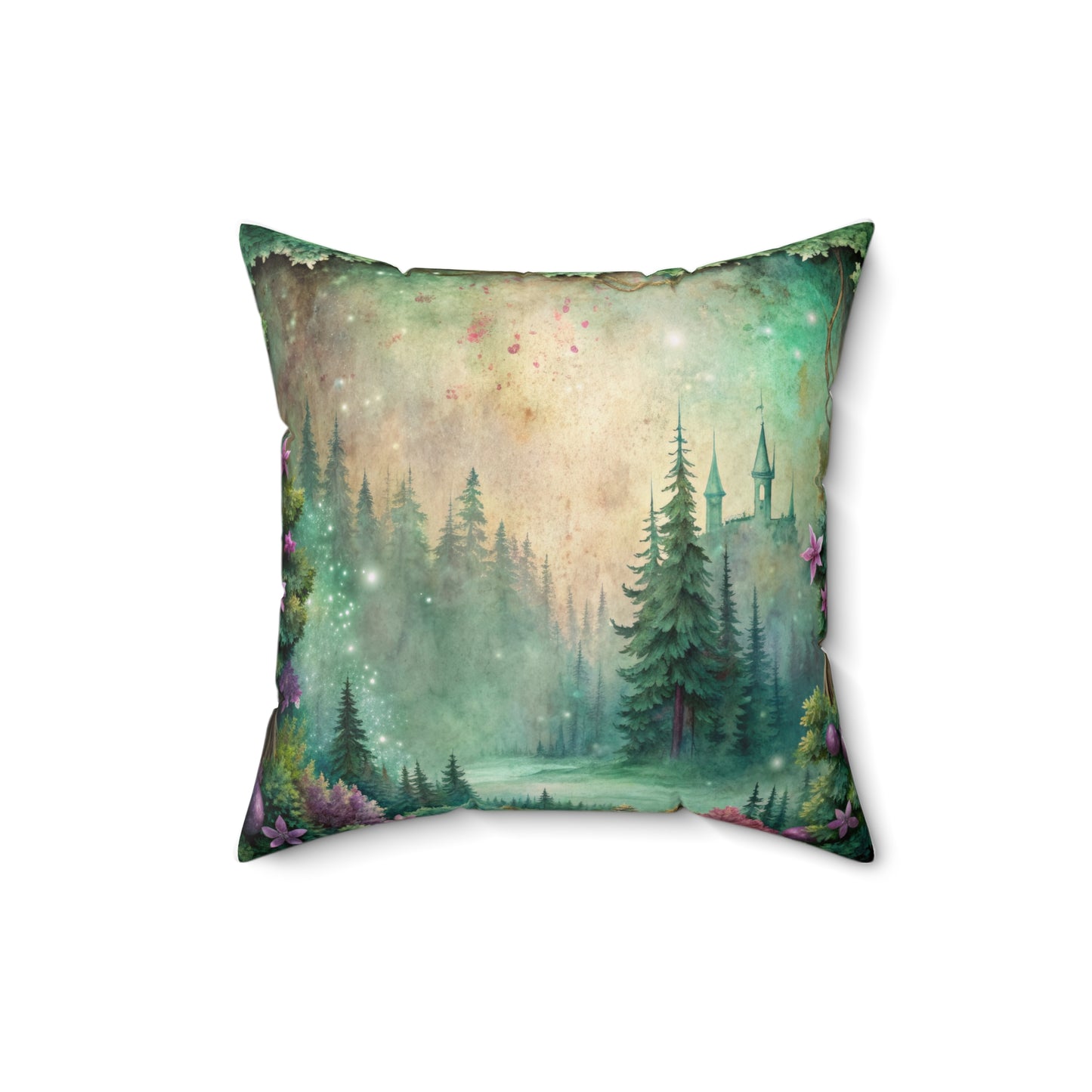 Custom Spun Polyester Square Pillow – Stylish Double-Sided Home Décor Accent for a Personalized Touch - Fairy Forest