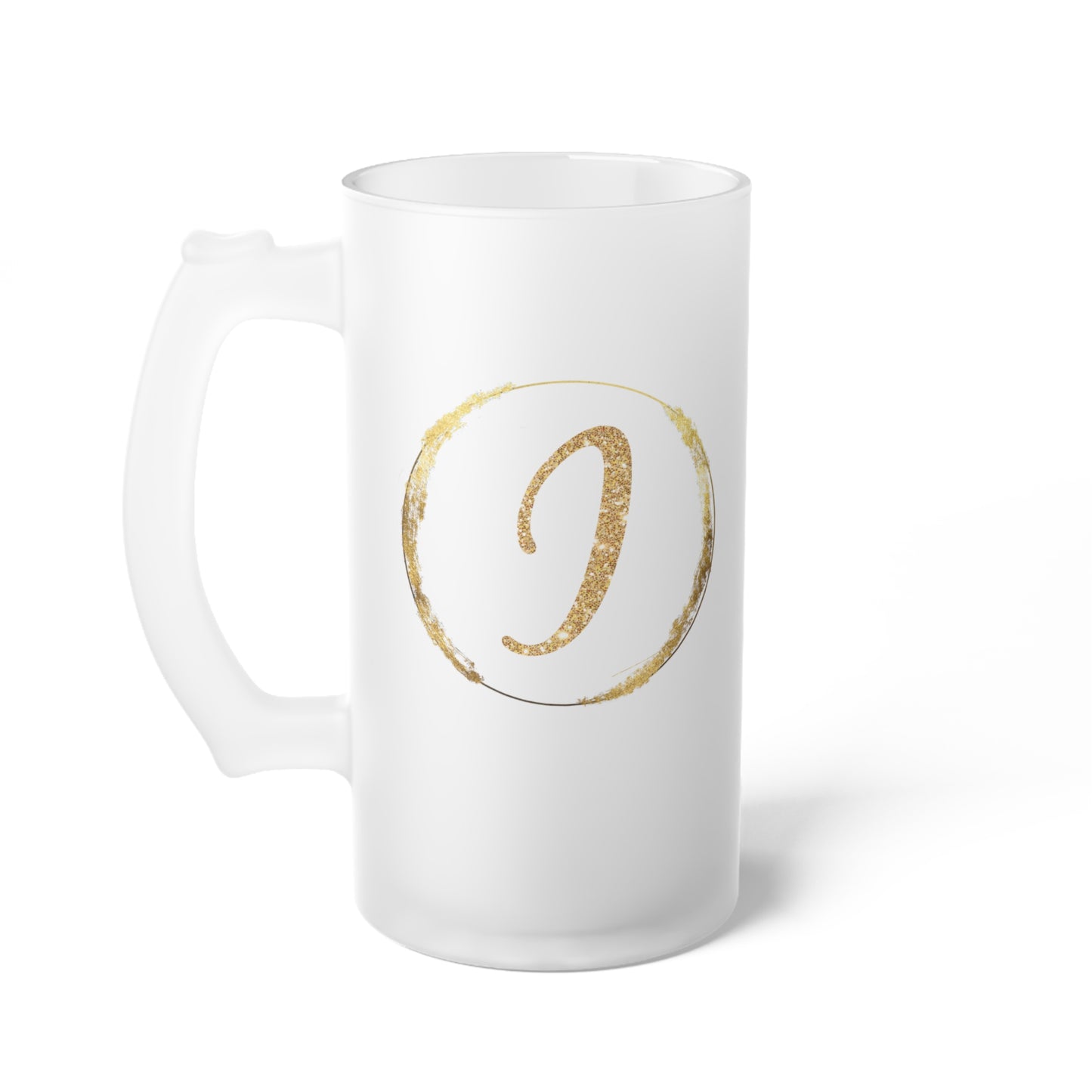 Letter I - Personalized 16oz Frosted Glass Mug – Stylish, Microwave & Dishwasher Safe Drinkware