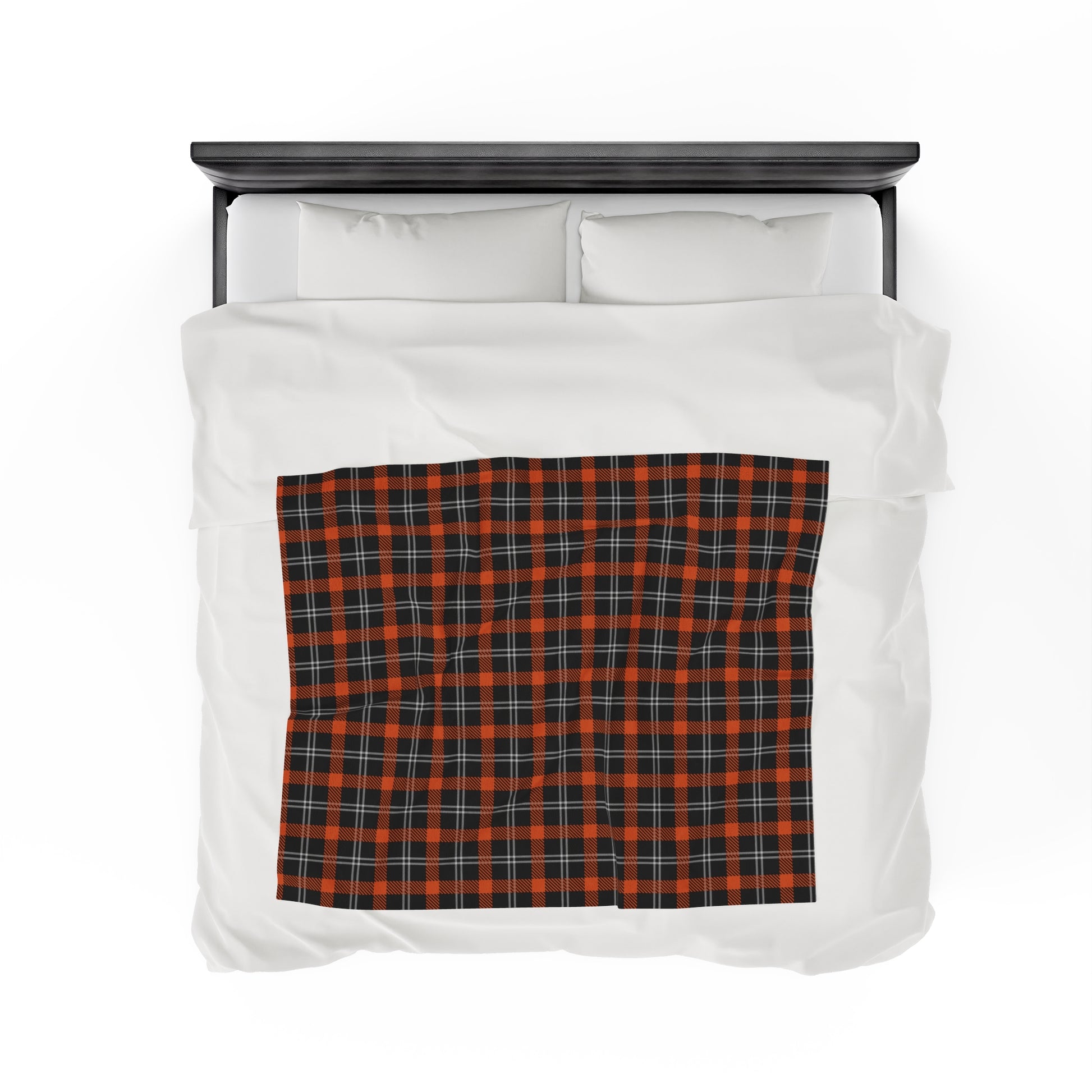 Custom Orange Black Plush Velveteen Plaid Blanket – Cozy, Soft, and Perfect for Personalized Gifts | 50x60 - Signature Keepsake Designs
