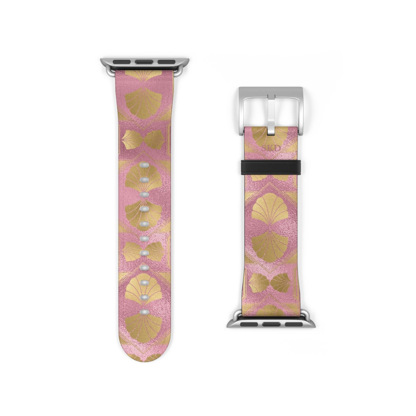 Collector's Vault: Blush Horizon | Soft Pastel Pink & Gold Apple Watch Strap, RoHS, REACH & Intertek Certified | Stainless Steel, All Series Compatible
