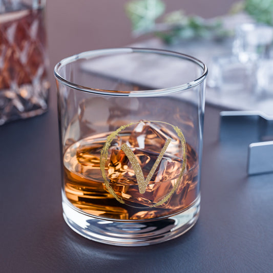 Letter V | 10oz Rocks Glass - Durable, BPA-Free, Made in the USA