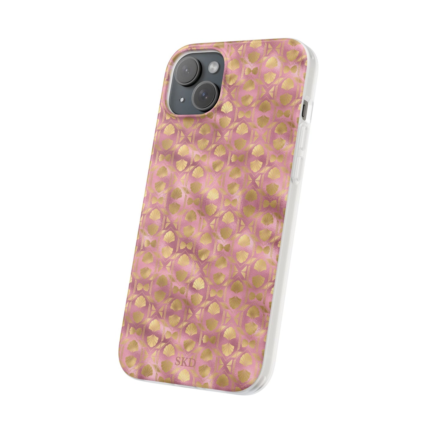 Collector's Vault: Blush Horizon | Soft, Pastel Pink & Gold iPhone Case | Shock-Absorbing TPU Protective Cover, Slim & Wireless Charging Compatible, All iPhone Sizes