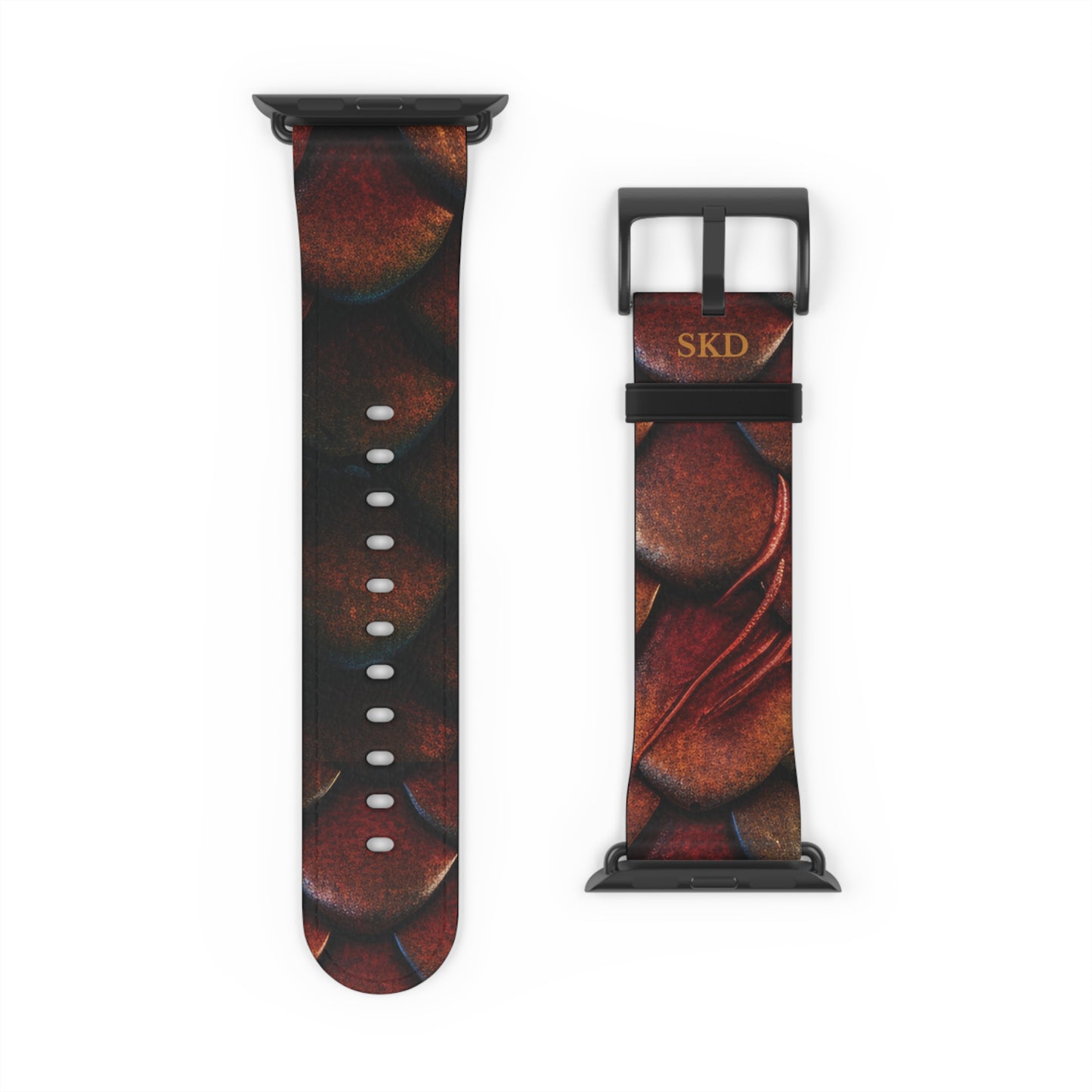 LIMITED EDITION: Enchanting Mystique | Luxurious Multi-Color Dragon Scale Apple Watch Strap, RoHS, REACH & Intertek Certified (Red Version) | Stainless Steel Buckle, All Series Compatible