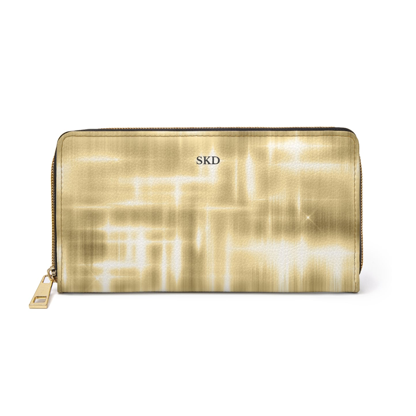 Collector's Vault: Aurum Gala | Radiant Gold Metallic Zipper Wallet | Glamorous Statement Accessory for Special Occasions