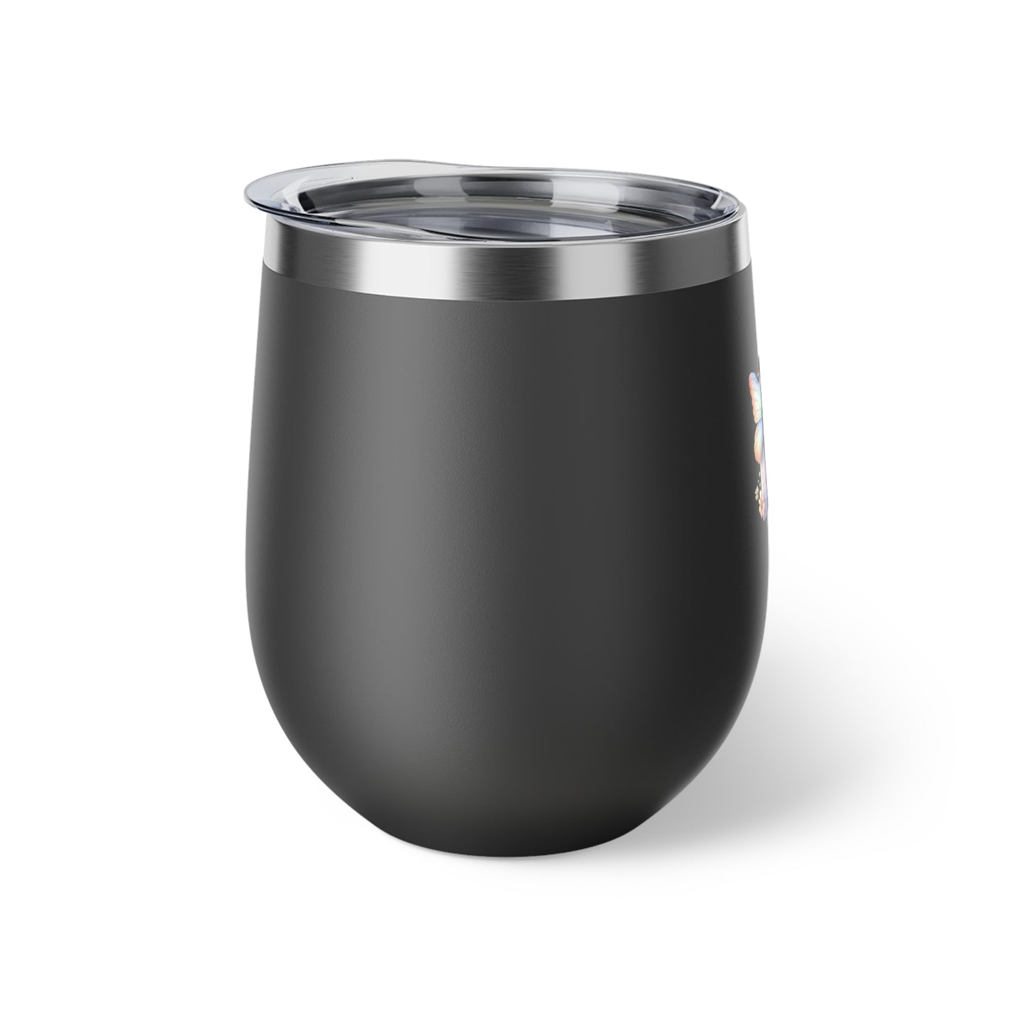 Letter D - Personalized Whimsical Butterfly Copper Vacuum Insulated Cup, 12 oz – Perfect for Weddings