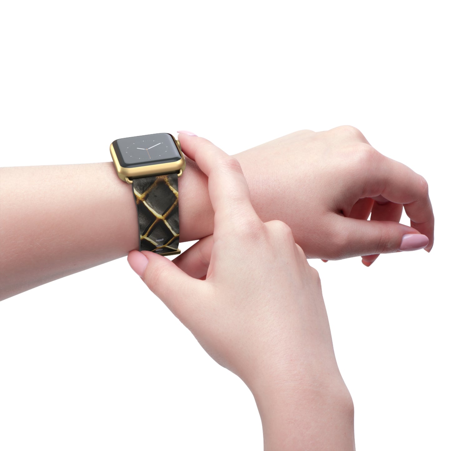 LIMITED EDITION: Obsidian Venom | Striking Black & Gold Faux Snake Leather Apple Watch Strap, RoHS, REACH, and Intertek Certified |  Stainless Steel, All Series Compatible