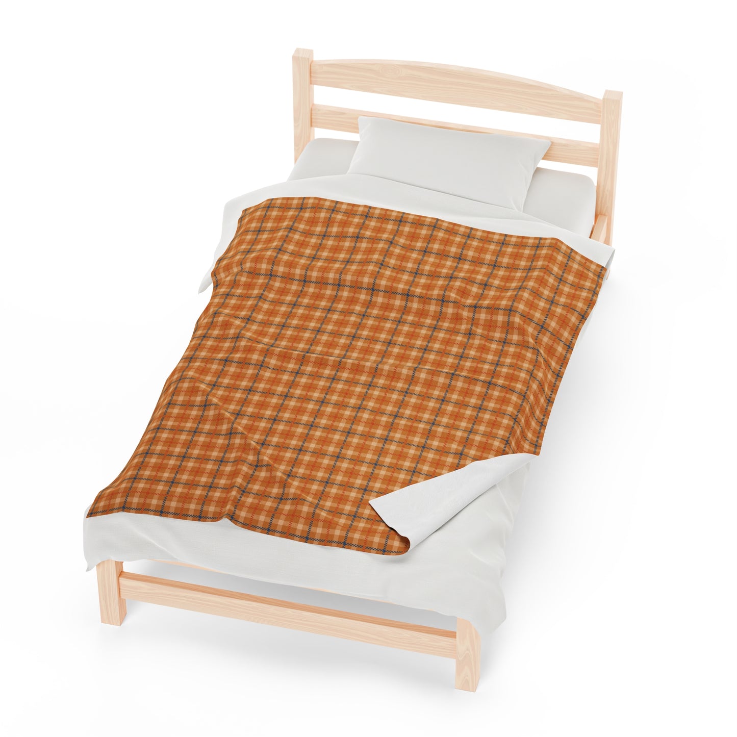 Custom Orange Brown Plush Velveteen Plaid Blanket – Cozy, Soft, and Perfect for Personalized Gifts | 50x60 - Signature Keepsake Designs