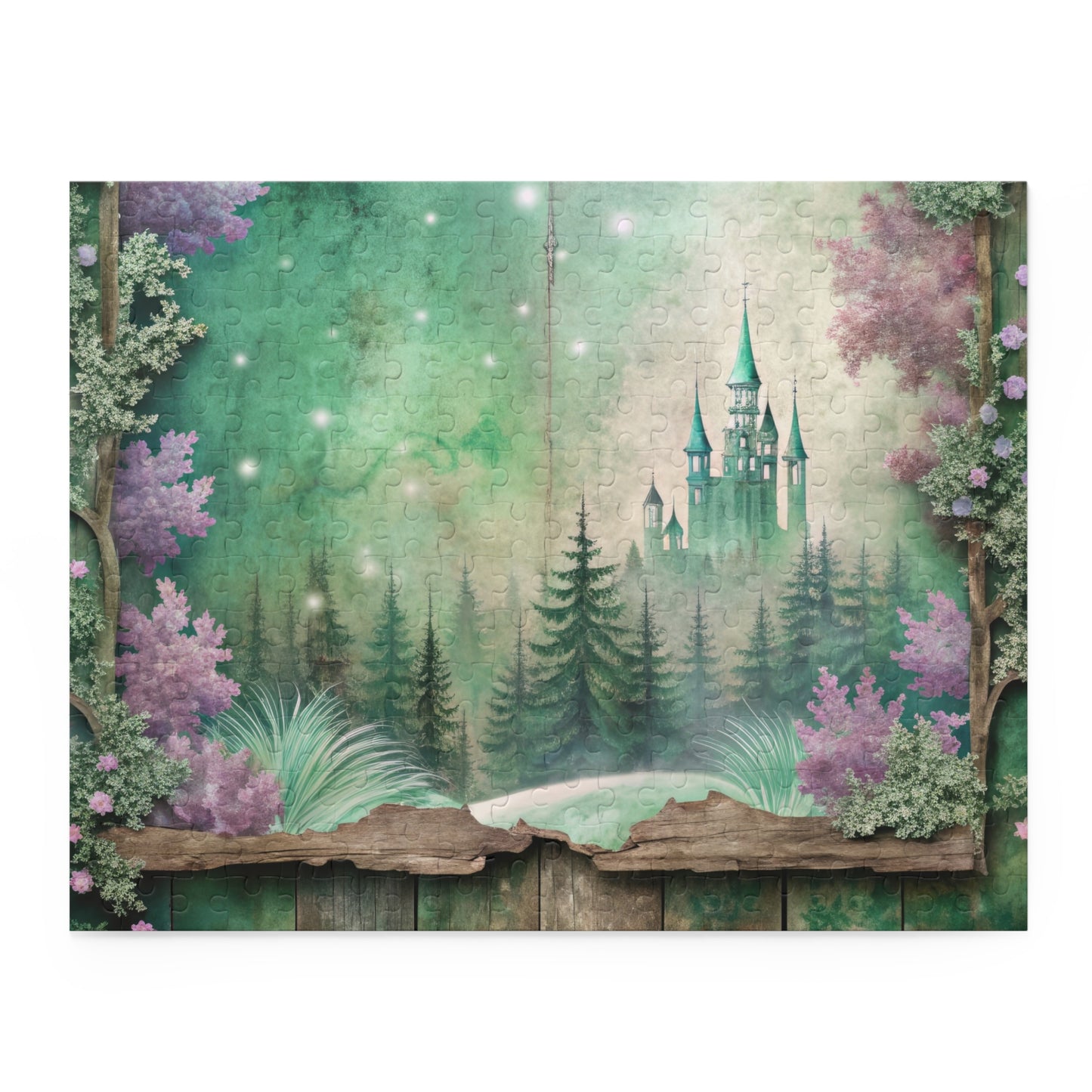 Enchanting Fairy Forest Puzzle – Custom Purple & Green Design for a Magical Family Activity | 3 Sizes for Family Fun & Relaxation