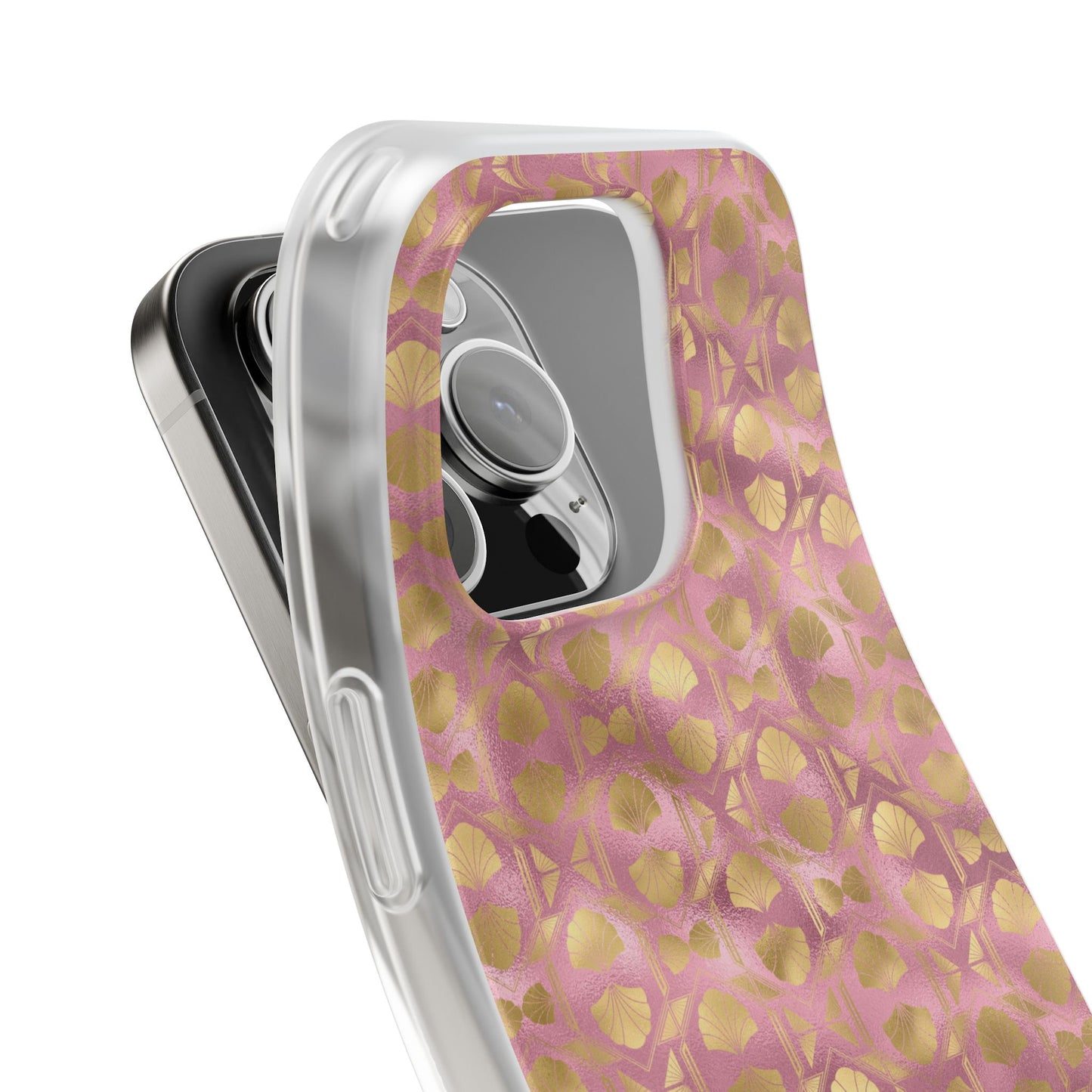 Collector's Vault: Blush Horizon | Soft, Pastel Pink & Gold iPhone Case | Shock-Absorbing TPU Protective Cover, Slim & Wireless Charging Compatible, All iPhone Sizes
