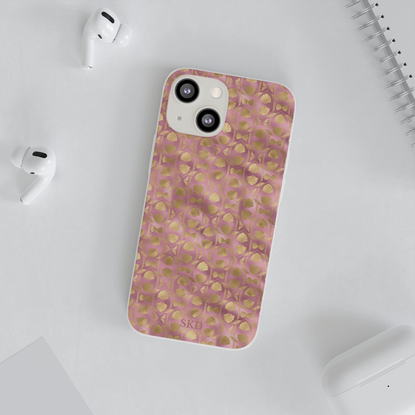 Collector's Vault: Blush Horizon | Soft, Pastel Pink & Gold iPhone Case | Shock-Absorbing TPU Protective Cover, Slim & Wireless Charging Compatible, All iPhone Sizes