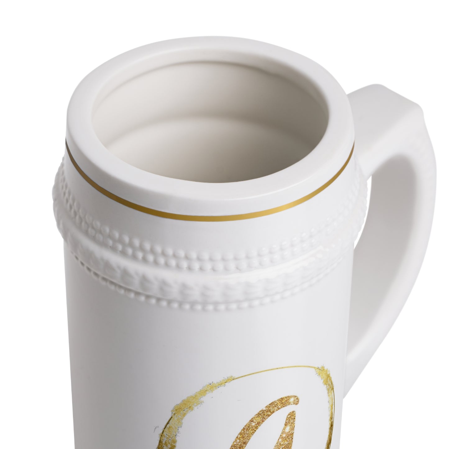 Letter G - Personalized Beer Stein Mug – Custom Initial Ceramic Stein with Gold Accents | Perfect Gift for Beer Lovers