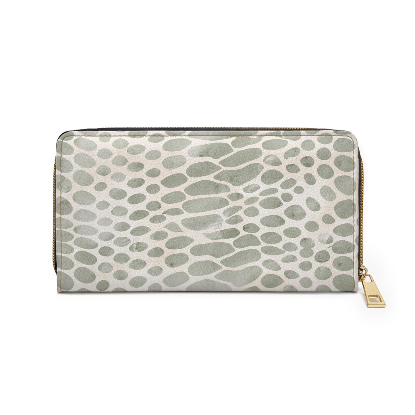 Core Collection: Pale Venom | Soft Sage-Taupe Faux Snake Zipper Wallet | Subtle Exotic Edge for Discerning Taste