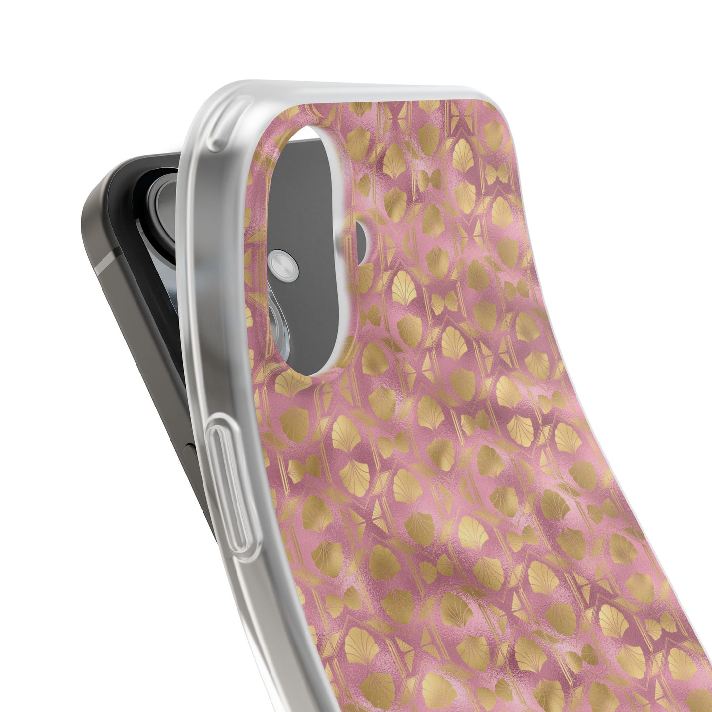 Collector's Vault: Blush Horizon | Soft, Pastel Pink & Gold iPhone Case | Shock-Absorbing TPU Protective Cover, Slim & Wireless Charging Compatible, All iPhone Sizes