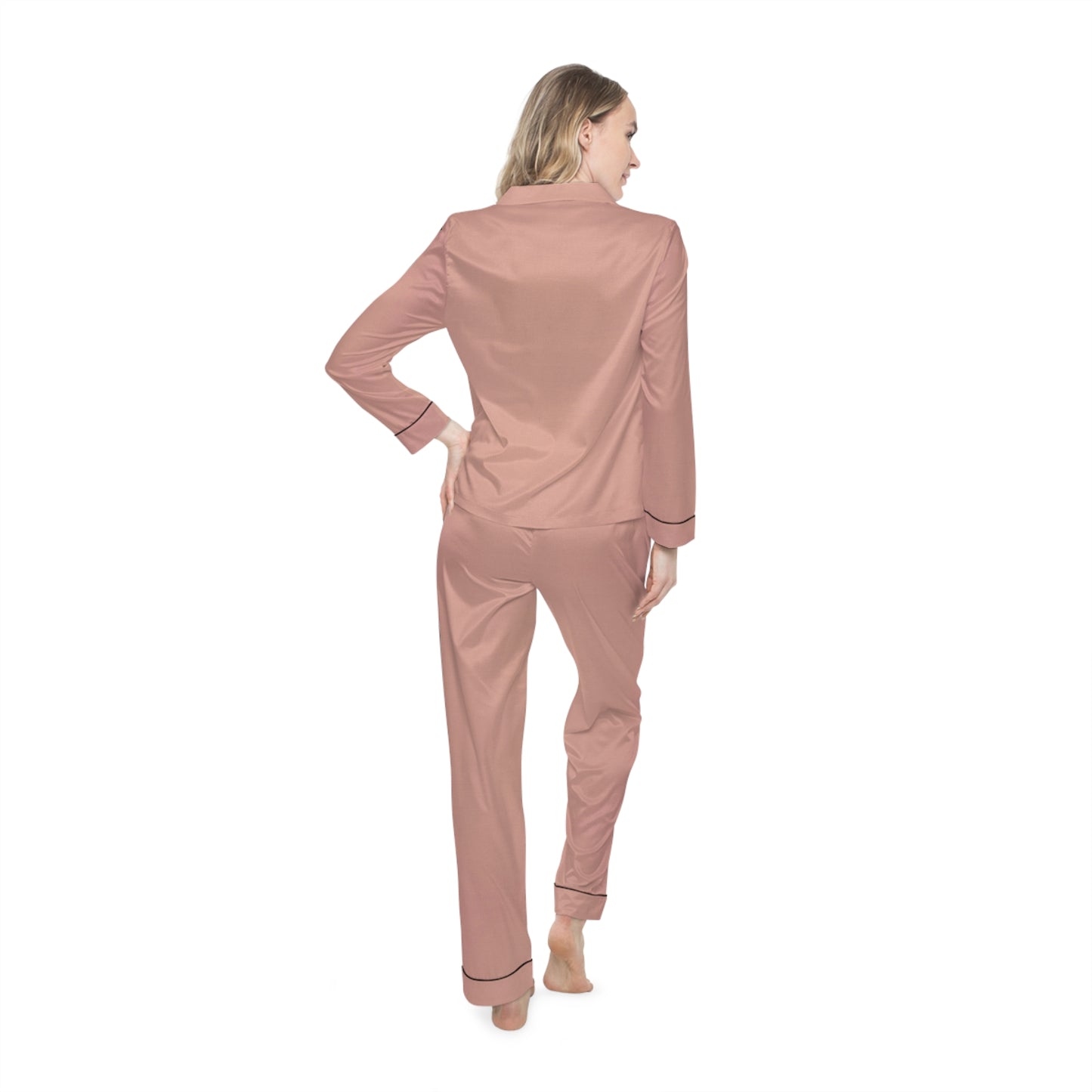 Letter A - Monogrammed Peach Cottage Satin Pajamas for Women | Soft, Elegant Sleepwear with Drawstring Waist - Signature Keepsake Designs