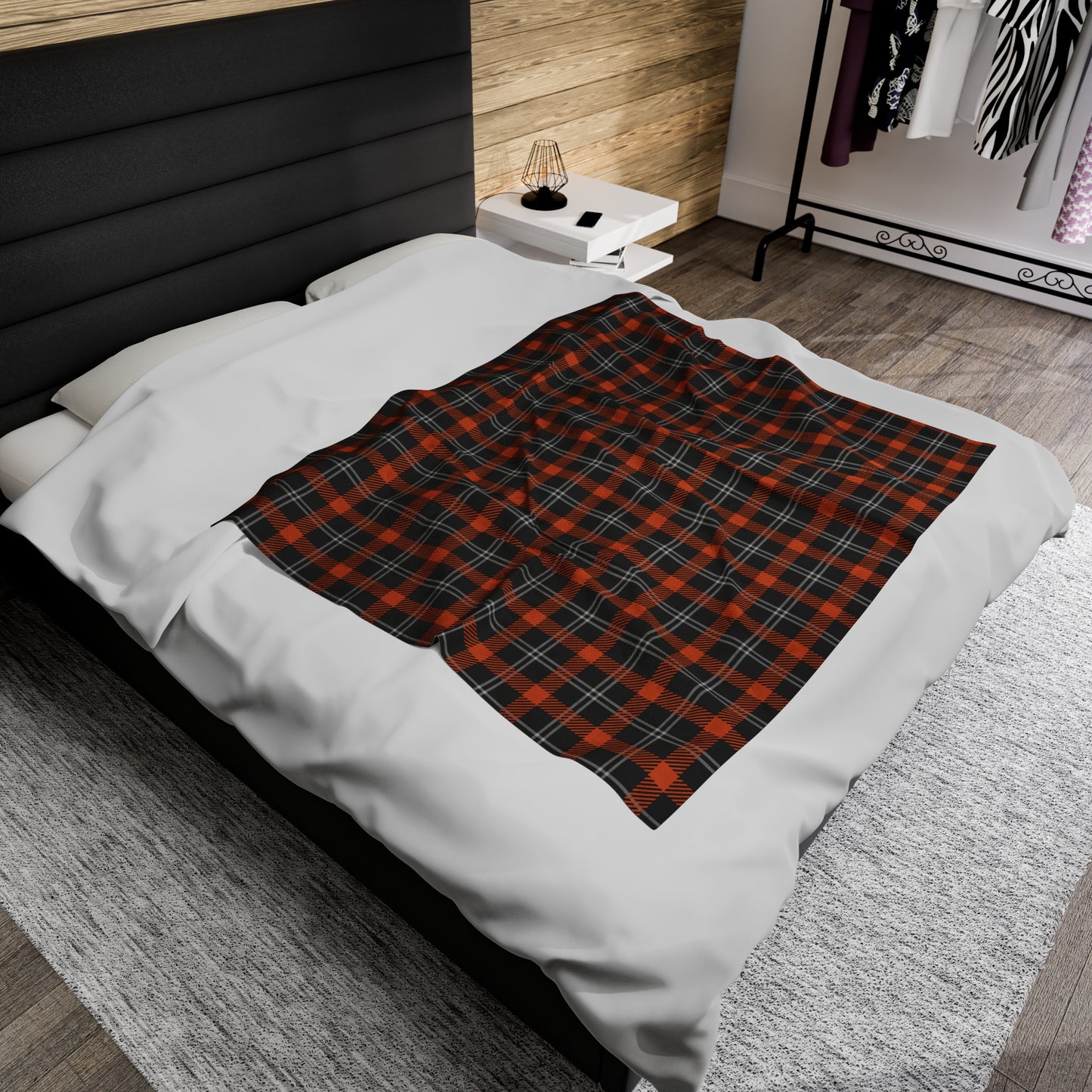 Custom Orange Black Plush Velveteen Plaid Blanket – Cozy, Soft, and Perfect for Personalized Gifts | 50x60 - Signature Keepsake Designs