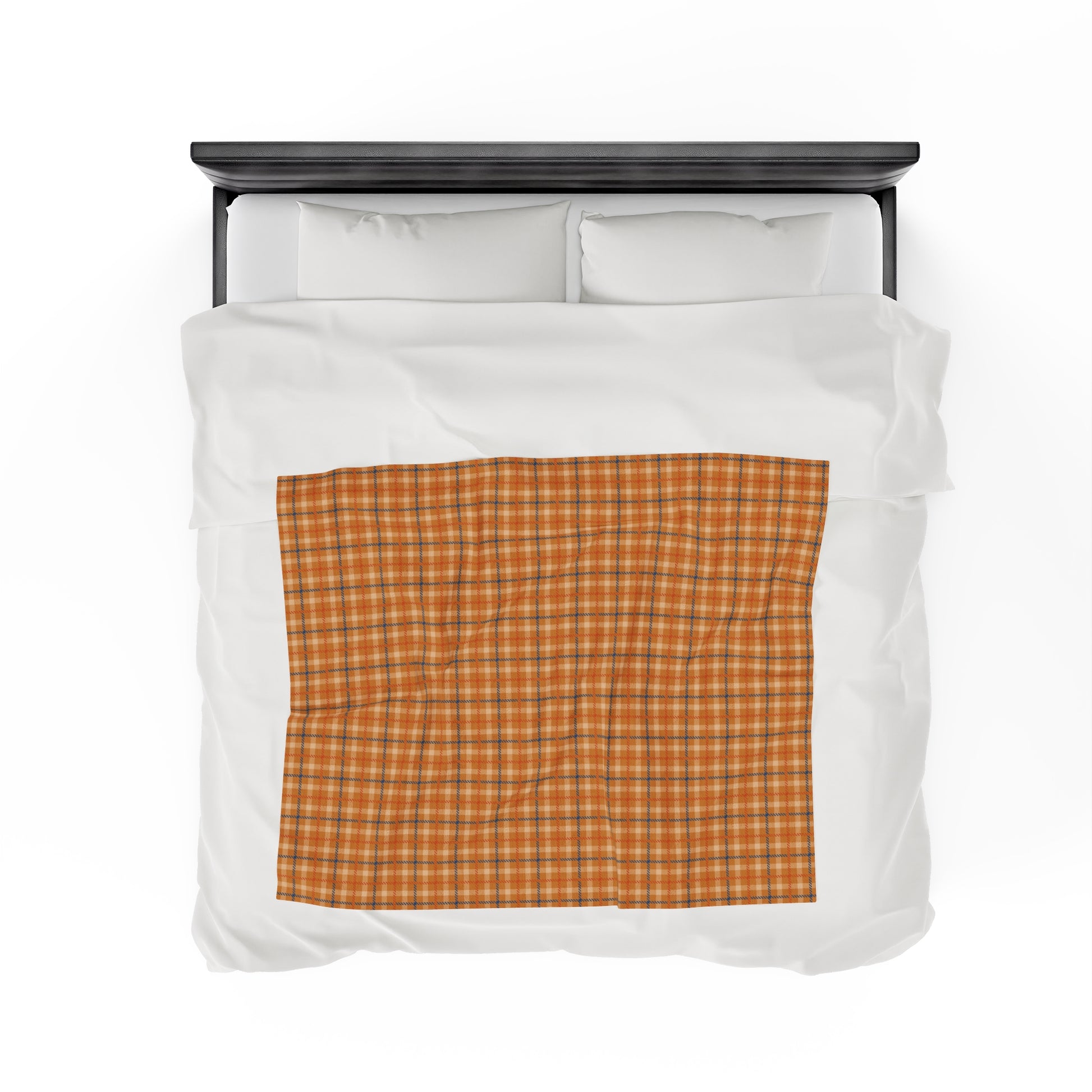 Custom Orange Brown Plush Velveteen Plaid Blanket – Cozy, Soft, and Perfect for Personalized Gifts | 50x60 - Signature Keepsake Designs