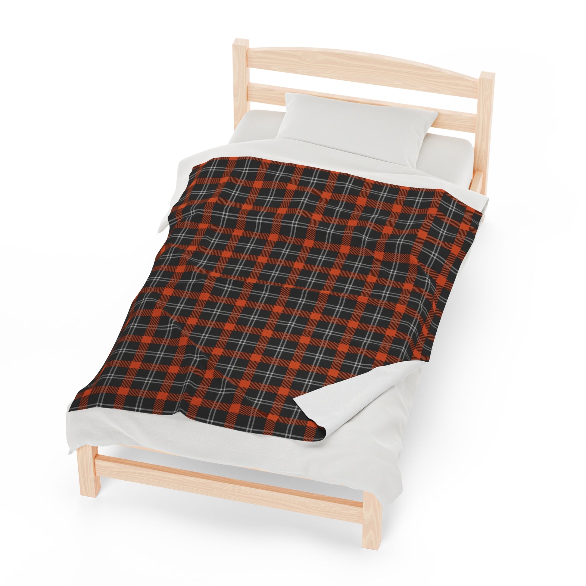 Custom Orange Black Plush Velveteen Plaid Blanket – Cozy, Soft, and Perfect for Personalized Gifts | 50x60 - Signature Keepsake Designs