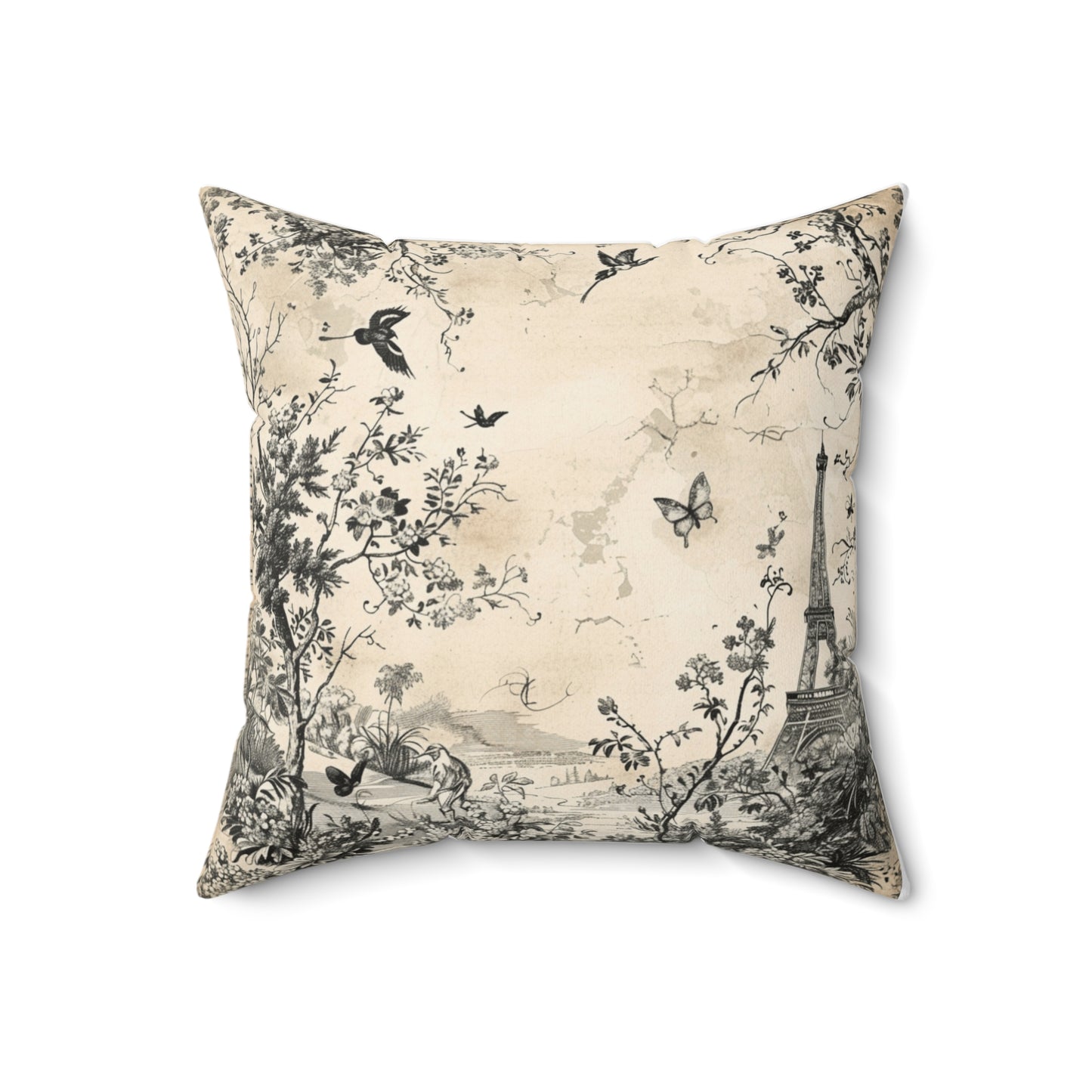 Eiffel Tower Custom Spun Polyester Square Pillow – Stylish Double-Sided Home Décor Accent for a Personalized Touch