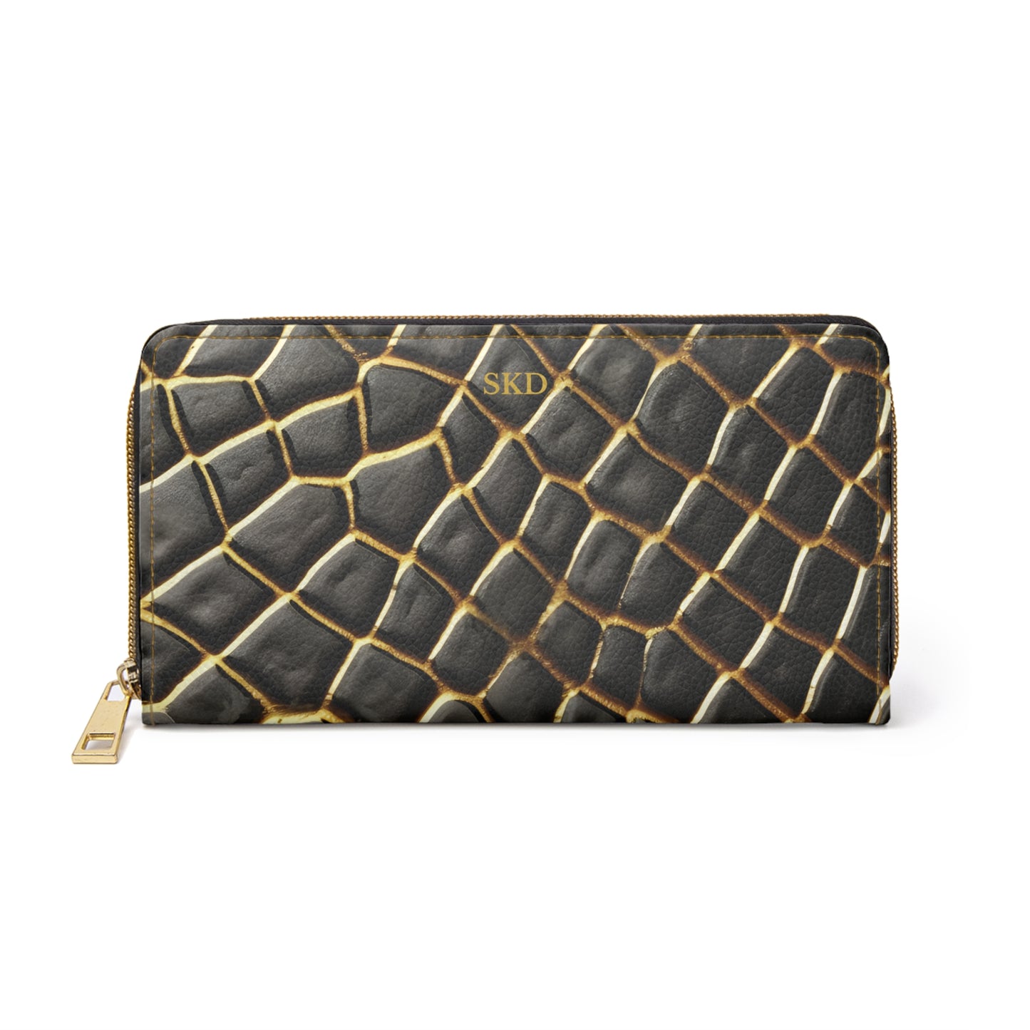 LIMITED EDITION: Obsidian Venom | Glossy Black & Gold Snake Pattern Zipper Wallet | Bold Statement of Luxe Confidence