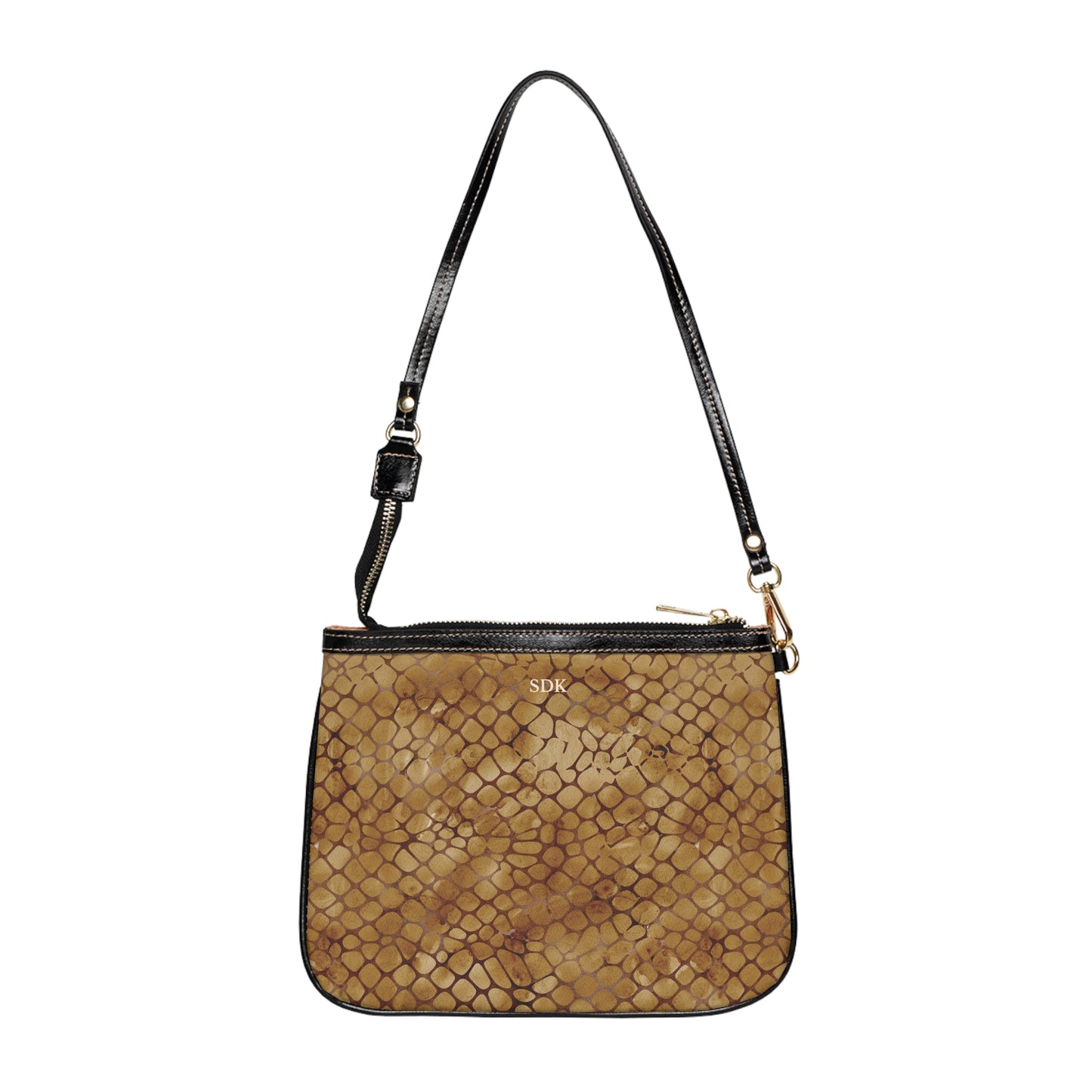 Core Collection: Amber Venom | Amber Brown Faux Snake Small Shoulder Bag | Warm Exotic Luxury for Bold Style