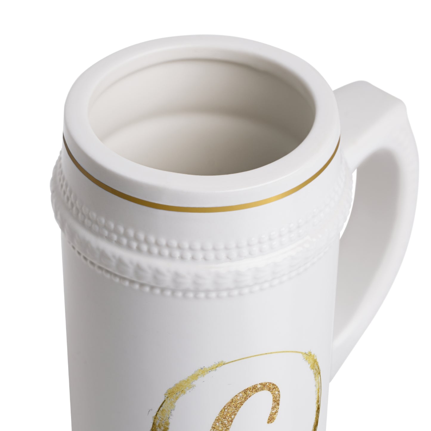 Letter C - Personalized Beer Stein Mug – Custom Initial Ceramic Stein with Gold Accents | Perfect Gift for Beer Lovers