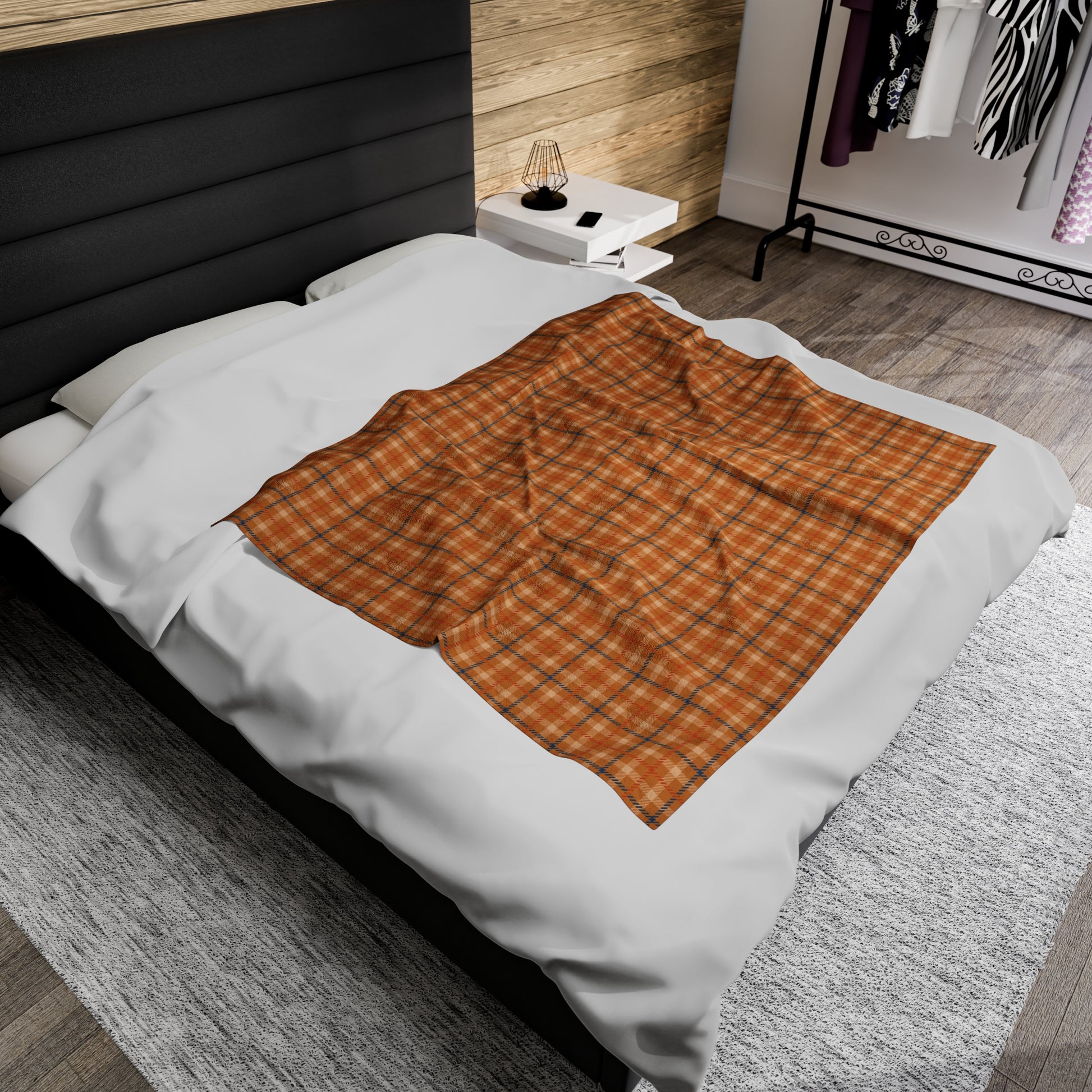 Custom Orange Brown Plush Velveteen Plaid Blanket – Cozy, Soft, and Perfect for Personalized Gifts | 50x60 - Signature Keepsake Designs