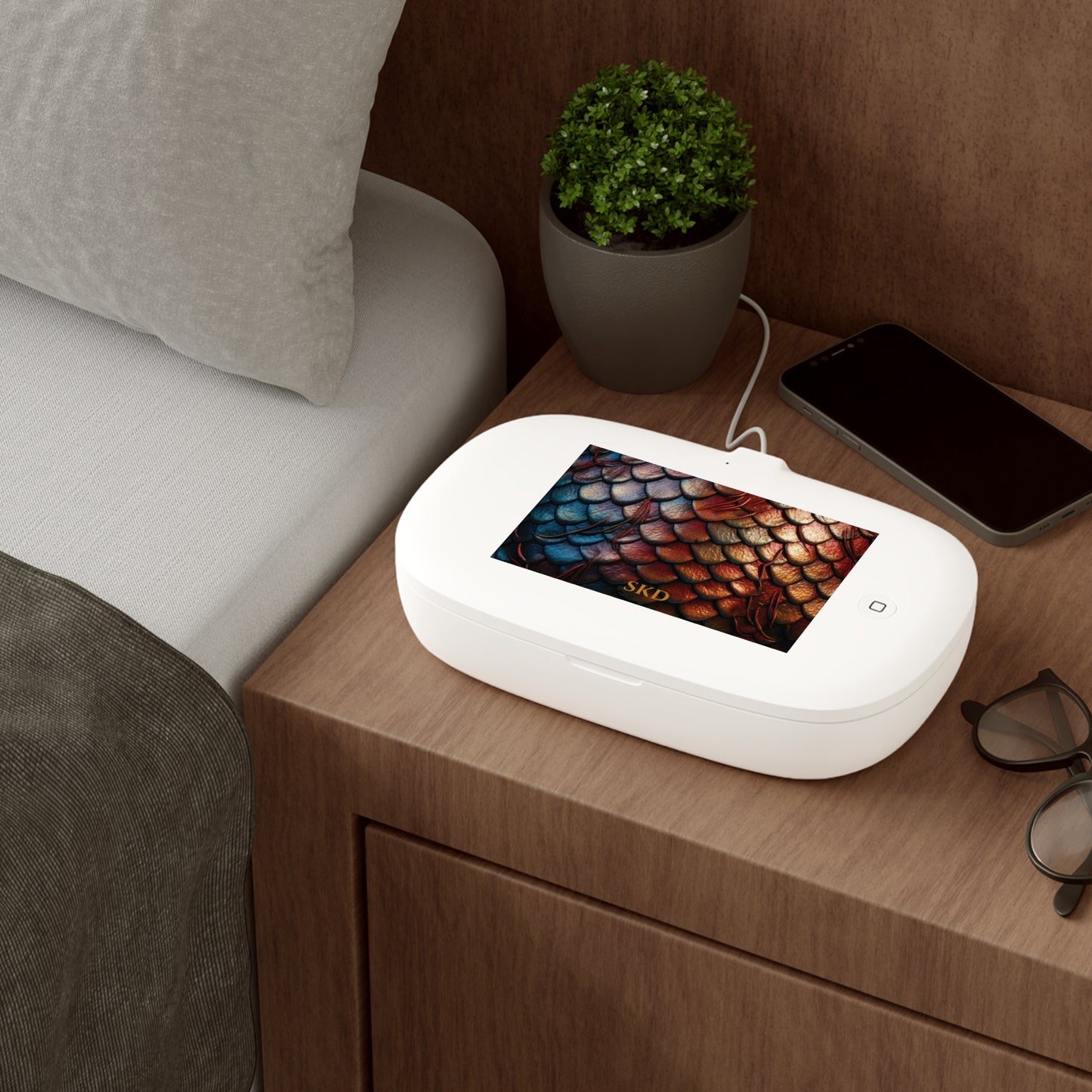 LIMITED EDITION: Enchanting Mystique | Luxurious, Multi-Color Dragon Scale UV Phone Sanitizer & Wireless Charging Pad | Kills 99% of Germs, Fits Phones, Keys & Jewelry