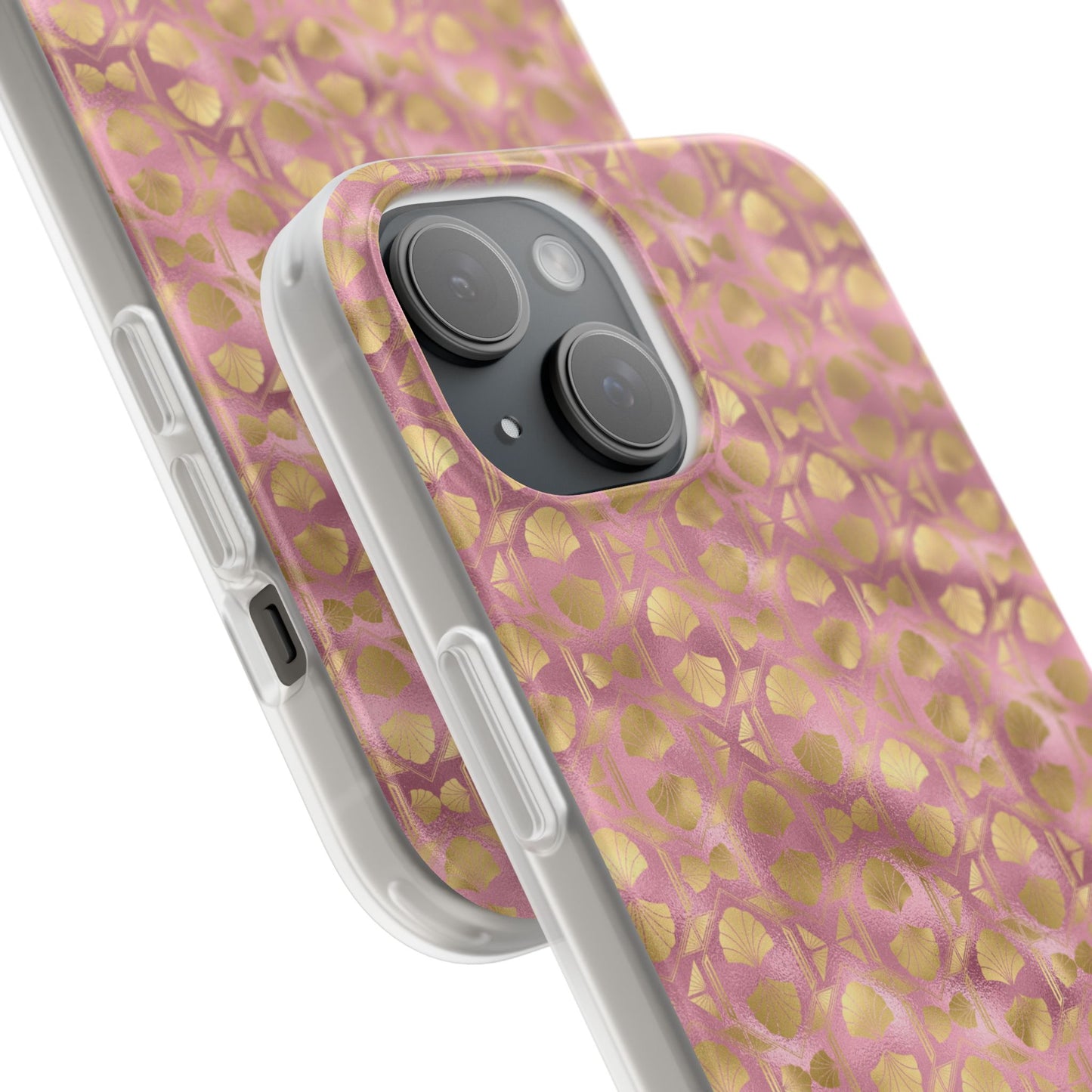 Collector's Vault: Blush Horizon | Soft, Pastel Pink & Gold iPhone Case | Shock-Absorbing TPU Protective Cover, Slim & Wireless Charging Compatible, All iPhone Sizes
