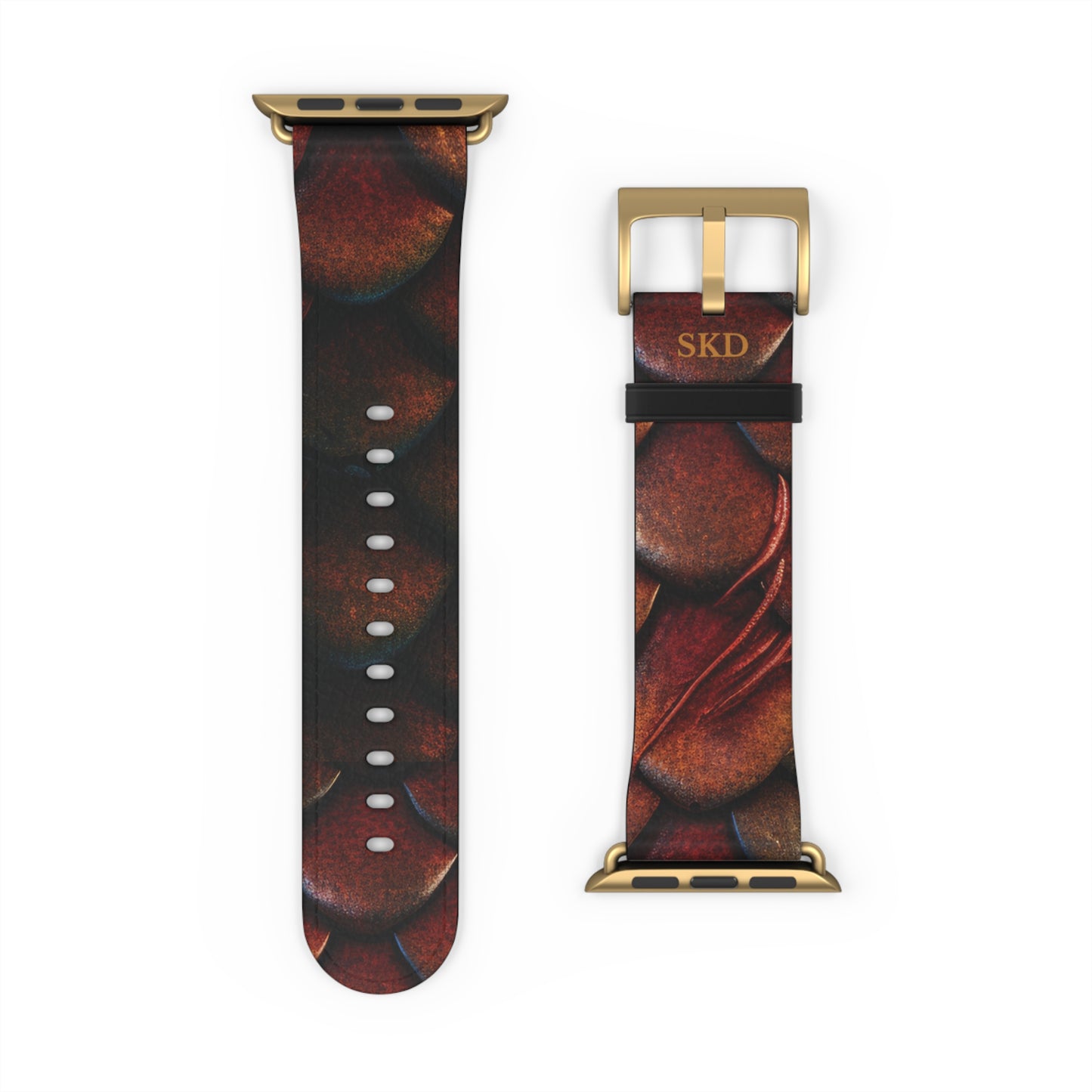 LIMITED EDITION: Enchanting Mystique | Luxurious Multi-Color Dragon Scale Apple Watch Strap, RoHS, REACH & Intertek Certified (Red Version) | Stainless Steel Buckle, All Series Compatible