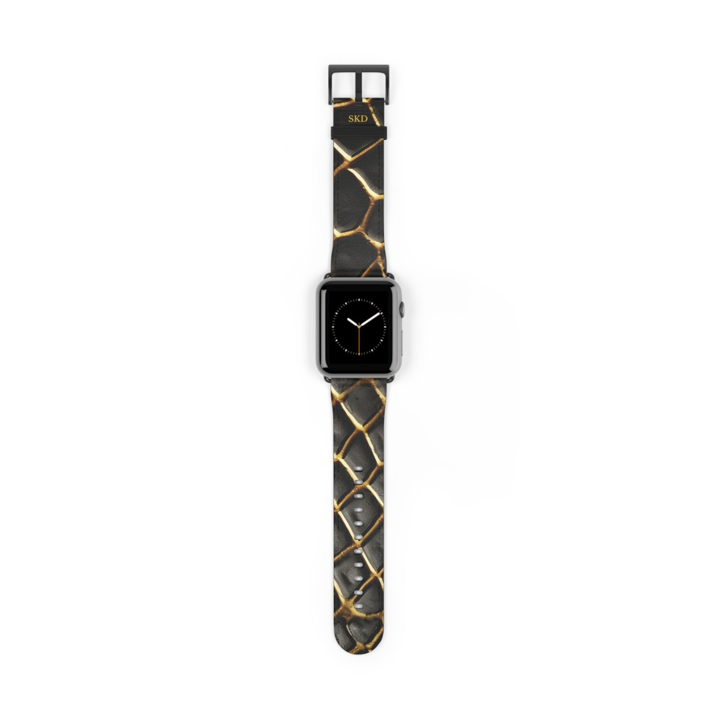 LIMITED EDITION: Obsidian Venom | Striking Black & Gold Faux Snake Leather Apple Watch Strap, RoHS, REACH, and Intertek Certified |  Stainless Steel, All Series Compatible