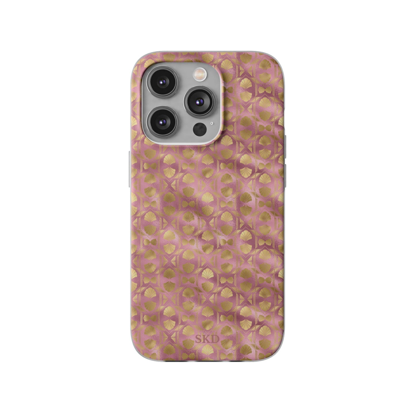 Collector's Vault: Blush Horizon | Soft, Pastel Pink & Gold iPhone Case | Shock-Absorbing TPU Protective Cover, Slim & Wireless Charging Compatible, All iPhone Sizes
